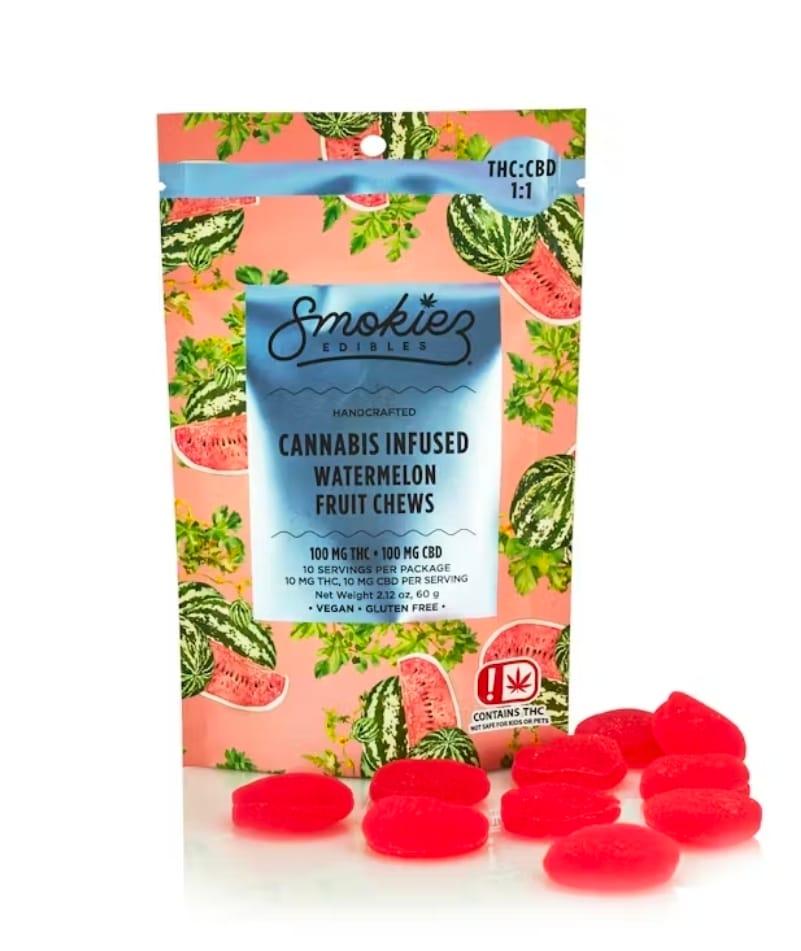 1:1 THC:CBD Fruit Chews - Watermelon - Smokies -  - $29.99 - Edibles