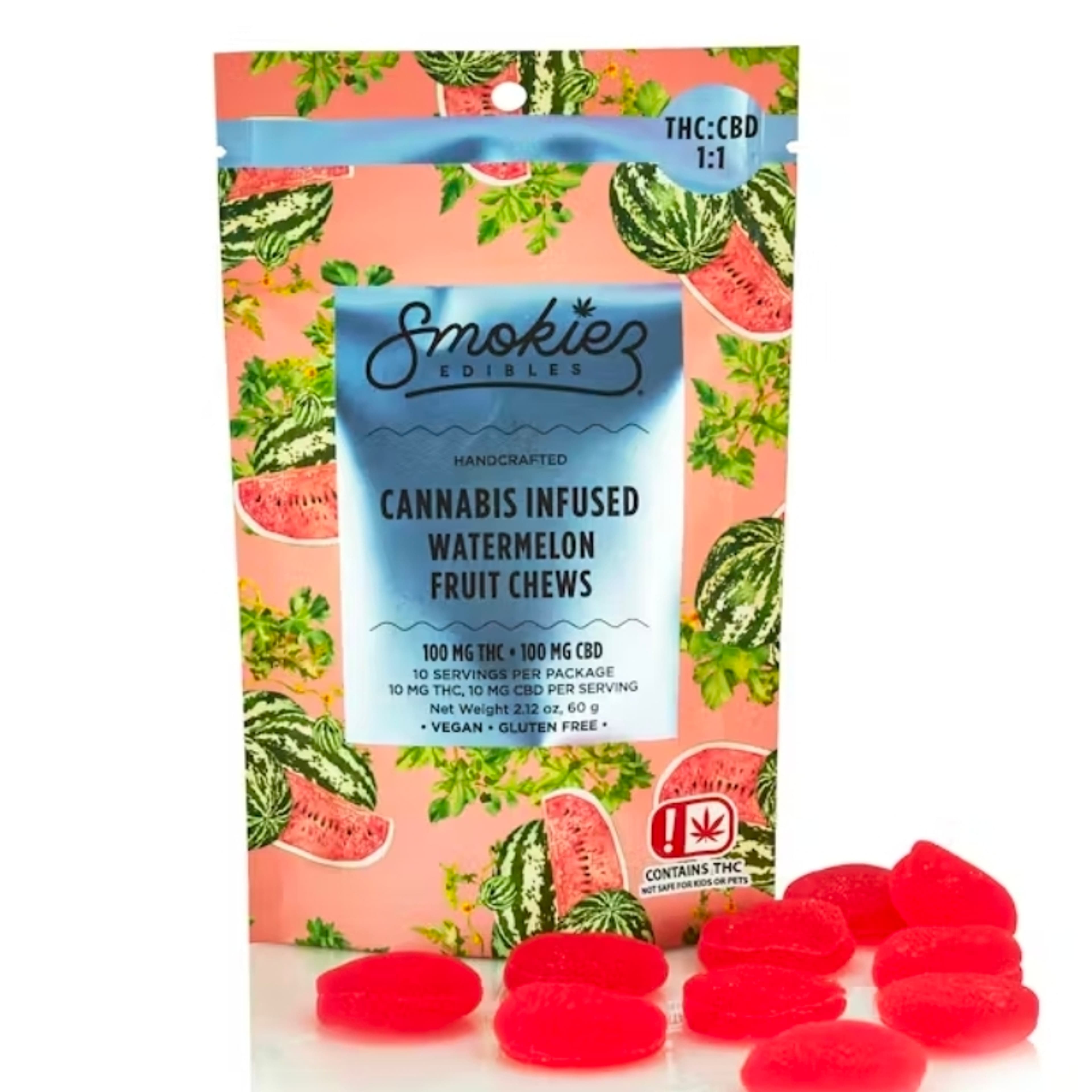 1:1 THC:CBD Fruit Chews - Watermelon - Smokies - - $29.99 - Edibles