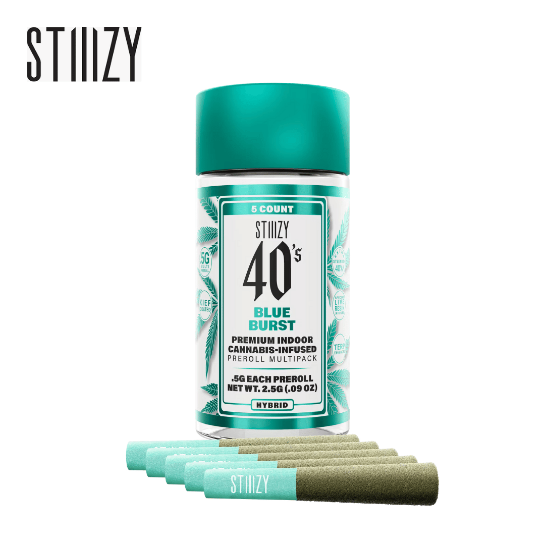 Stiiizy 40's - Blue Burst - 5 Infused Pre-Roll Pack - 2.5g - Stiiizy - Blue Burst - $24.99 - Pre-Roll Packs