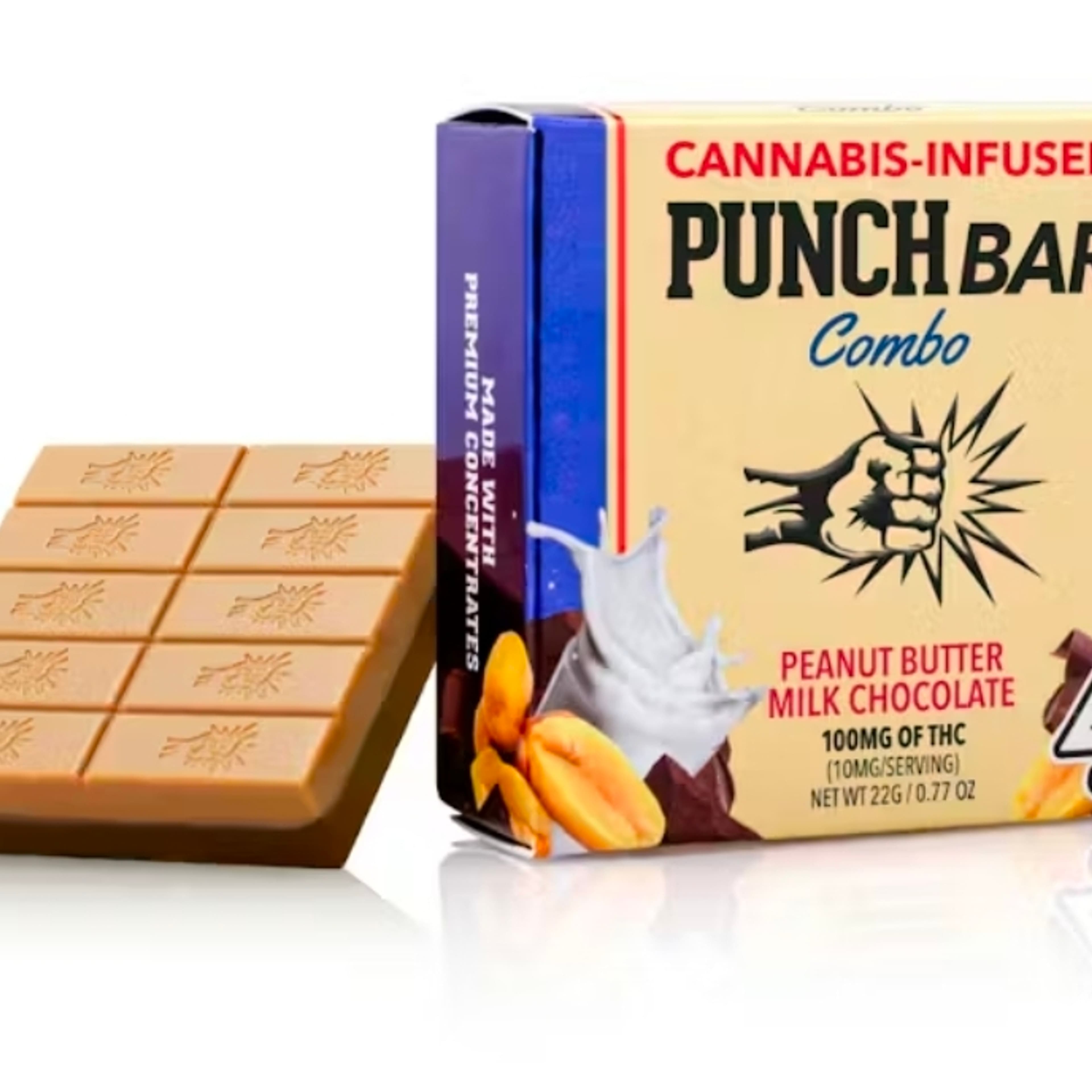 Punch Edibles - 100mg Solventless PunchBar Combo - Peanut Butter Milk Chocoloate Crunch - - $12.99 - Edibles
