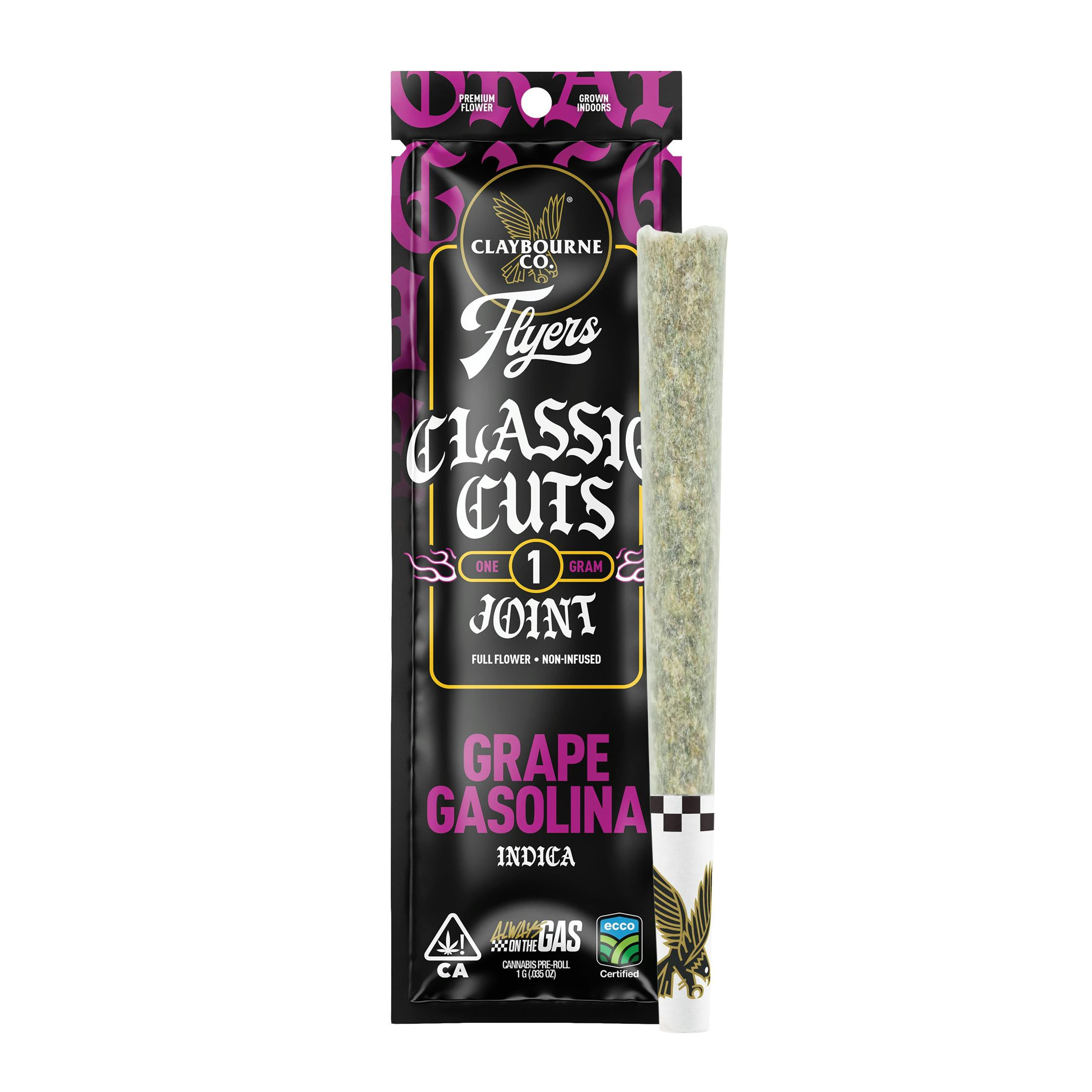 Claybourne: Grape Gasolina Pre-Roll | Classic Cuts | Full Flower - 1g - Claybourne Co. - - $14 - Pre-Rolls