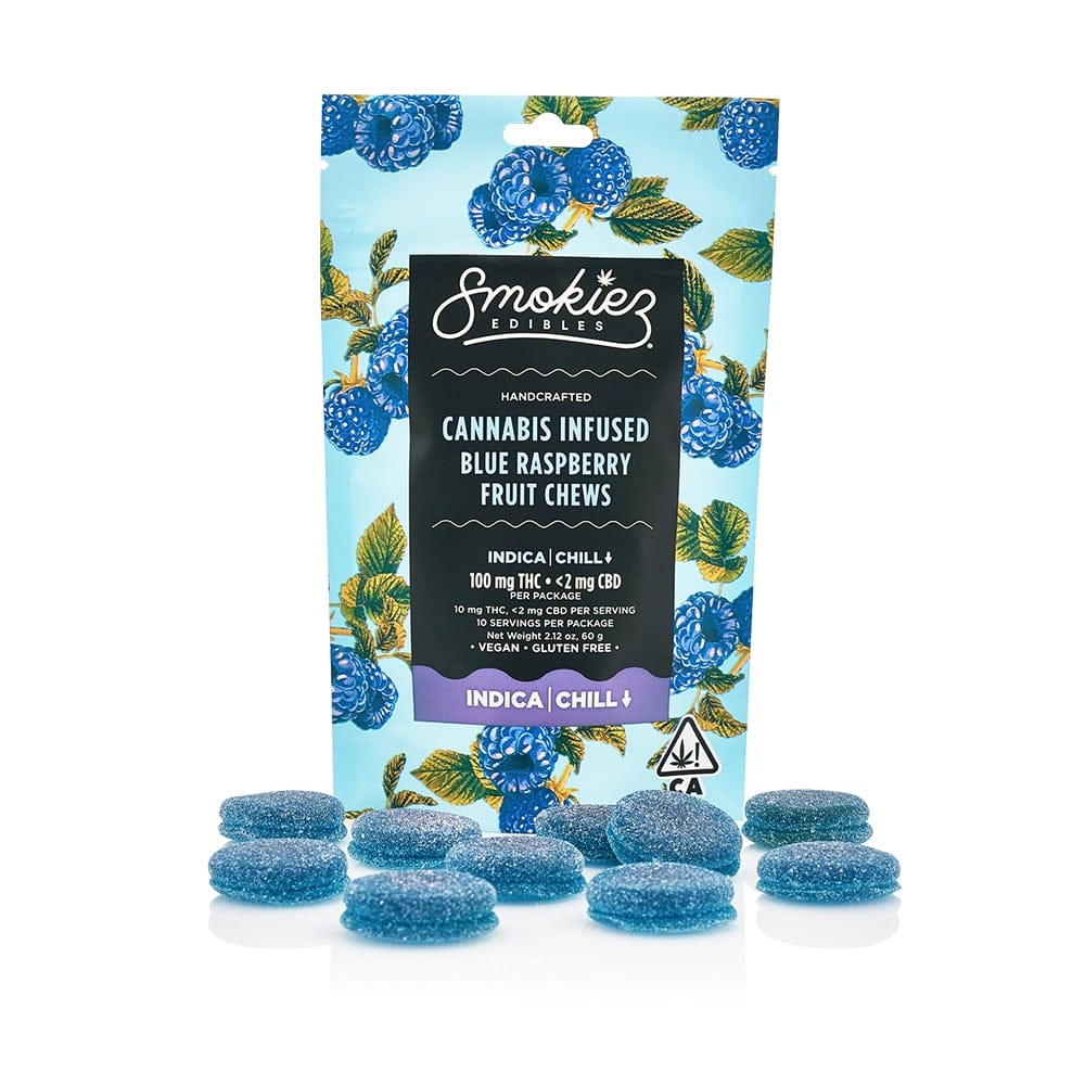 Sweet Blue Raspberry Fruit Chews - Smokiez - 10 Piece - $20 - Edibles