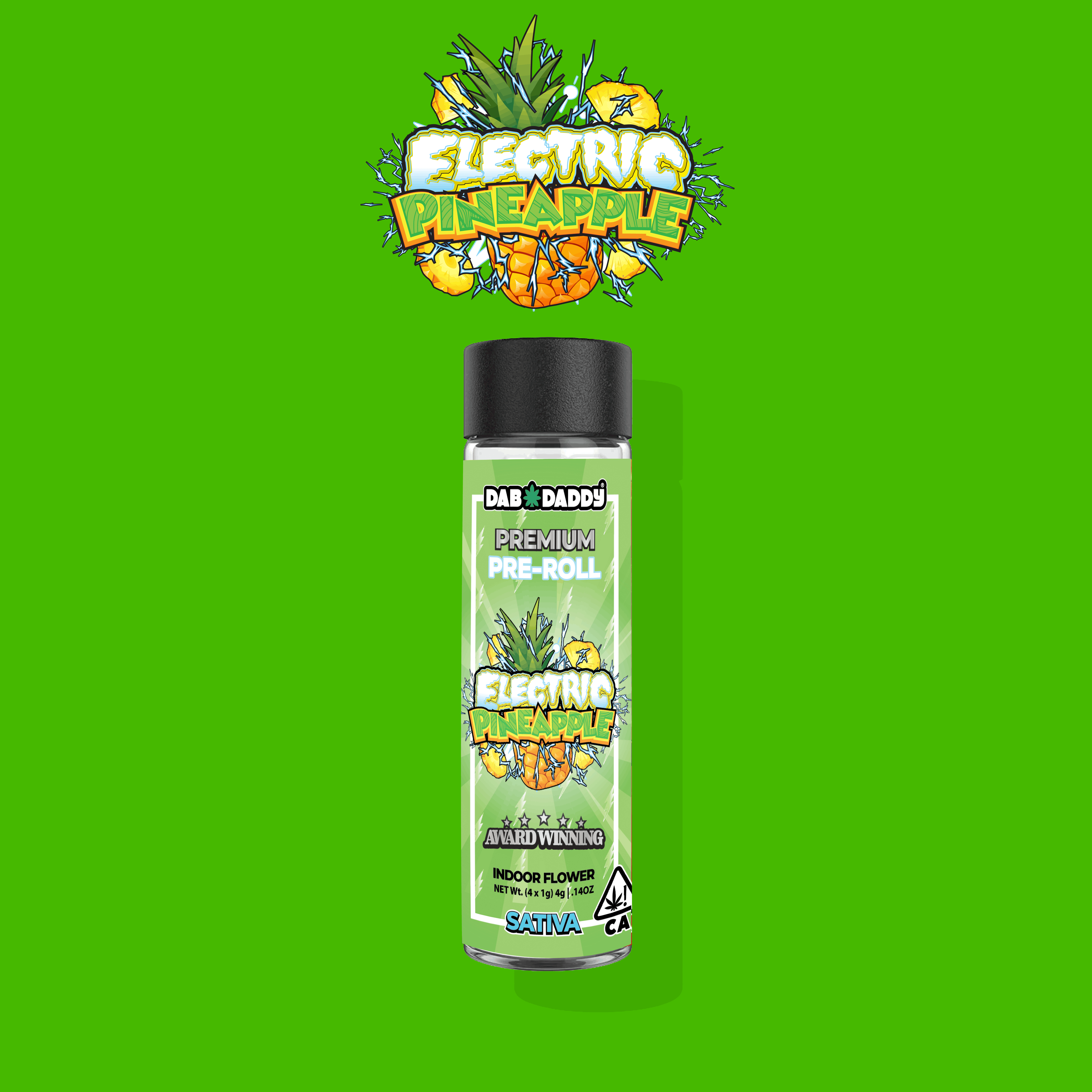 Electric Pineapple Pre-Rolls (4x1g) 4g Premium Indoor Flower - DAB DADDY -  - $21.50 - Pre-Rolls