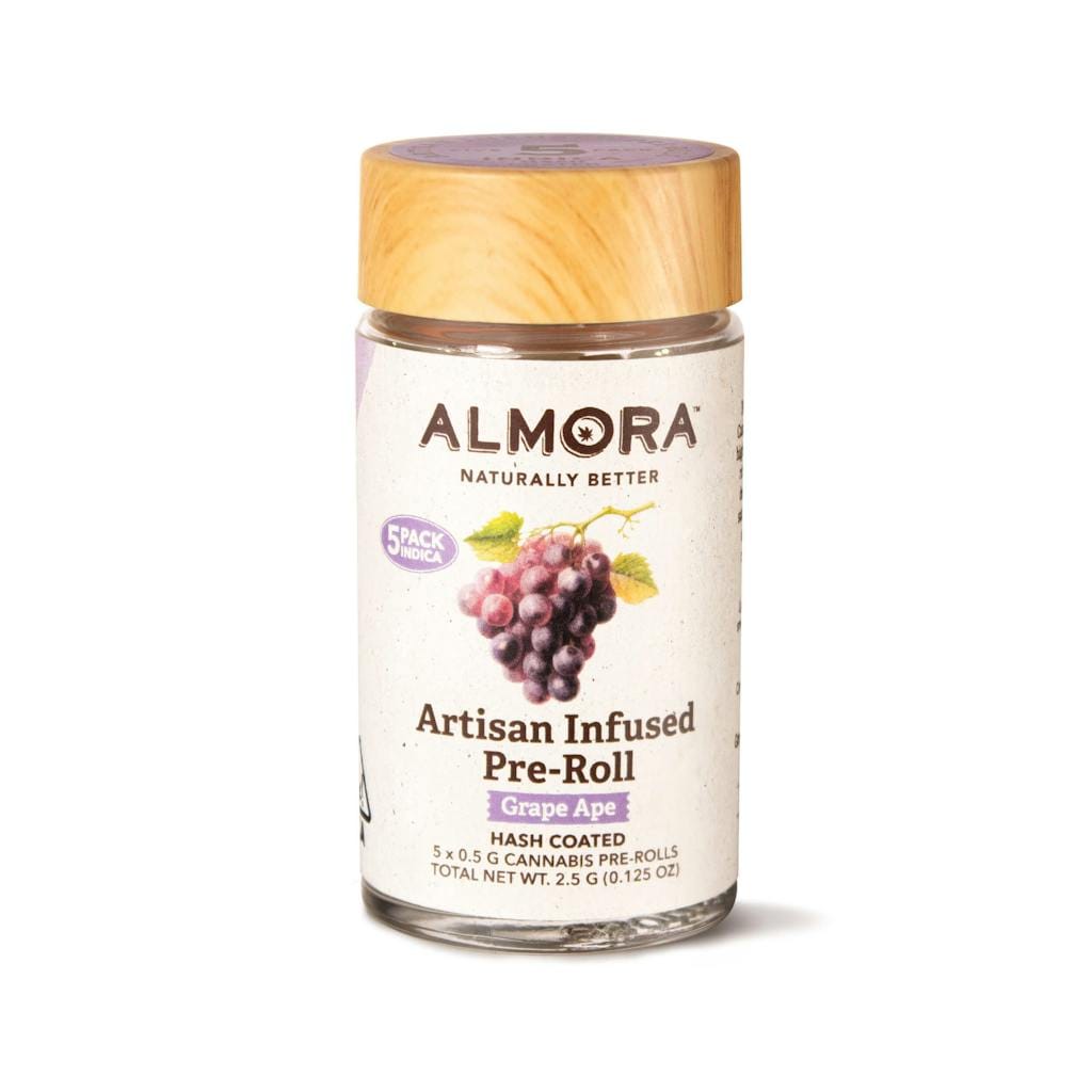 Grape Ape - .5g Artisan Infused Pre Rolls(5pk) - Almora Farms - PR Pack - Indica - $30 - Infused Preroll Pack