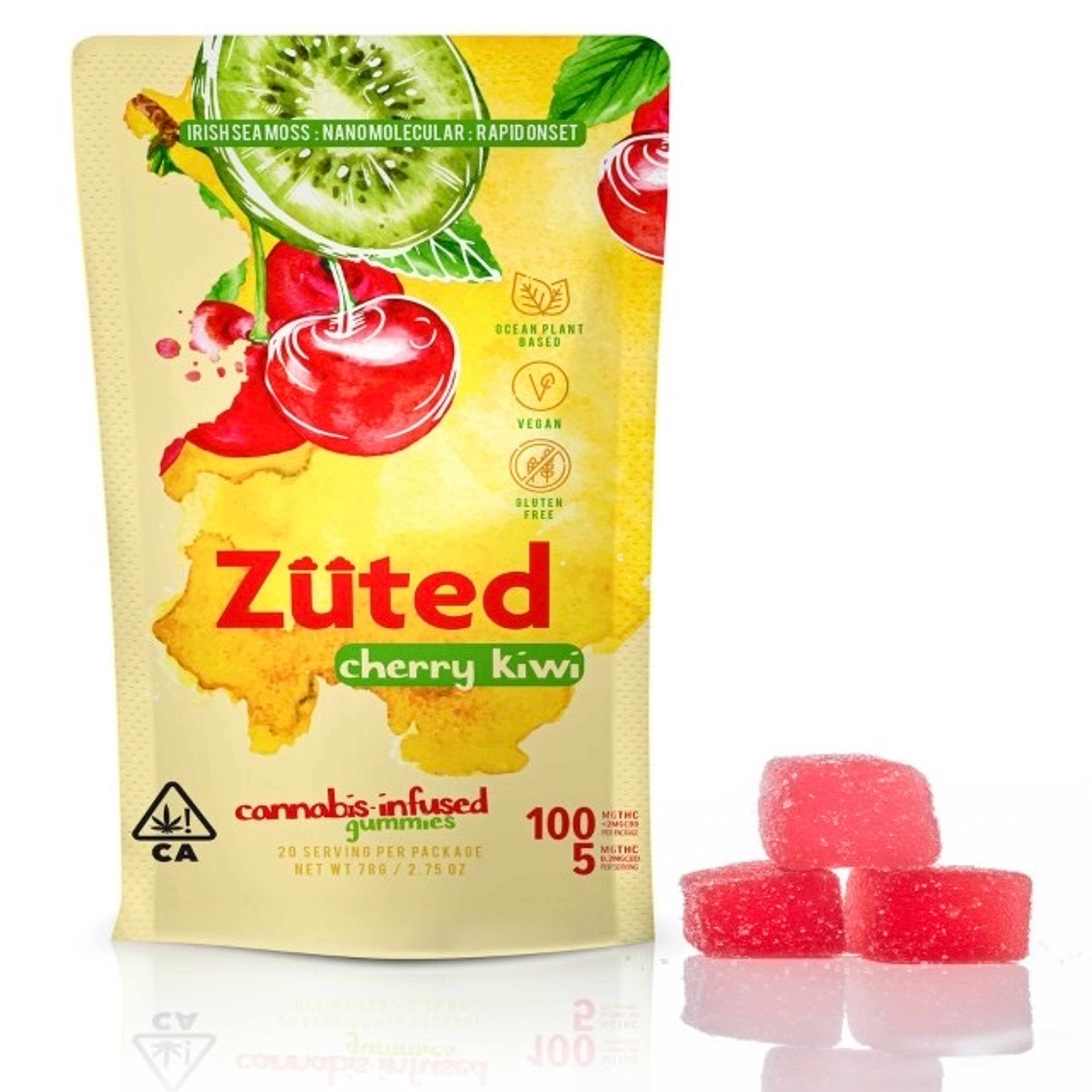 CHERRY KIWI 100MG GUMMIES ZUTED - DAY DREAMERS - - $10.75 - Edibles