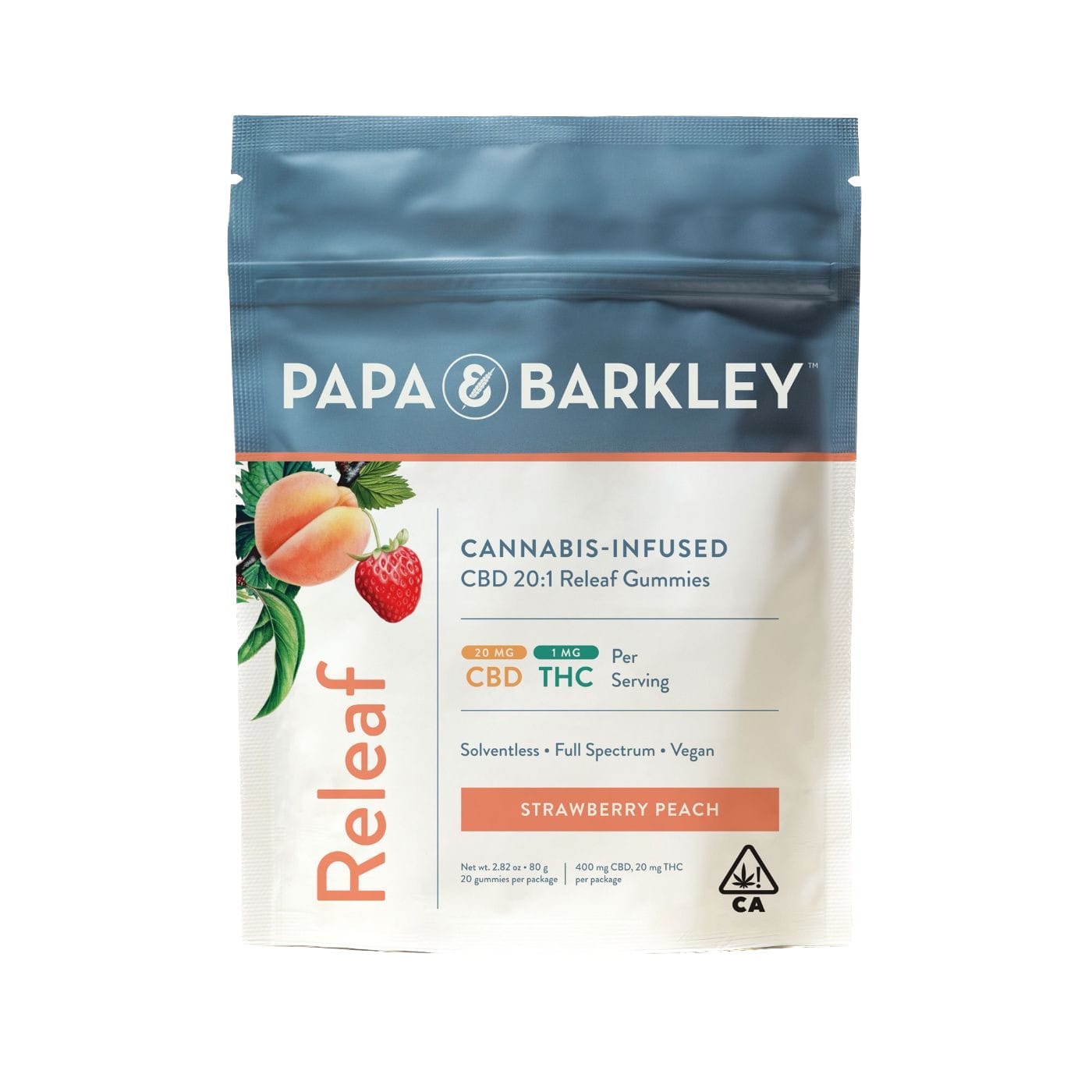 CBD:THC Releaf Strawberry Peach | Solventless Gummies - Papa & Barkley -  - $27 - Edibles