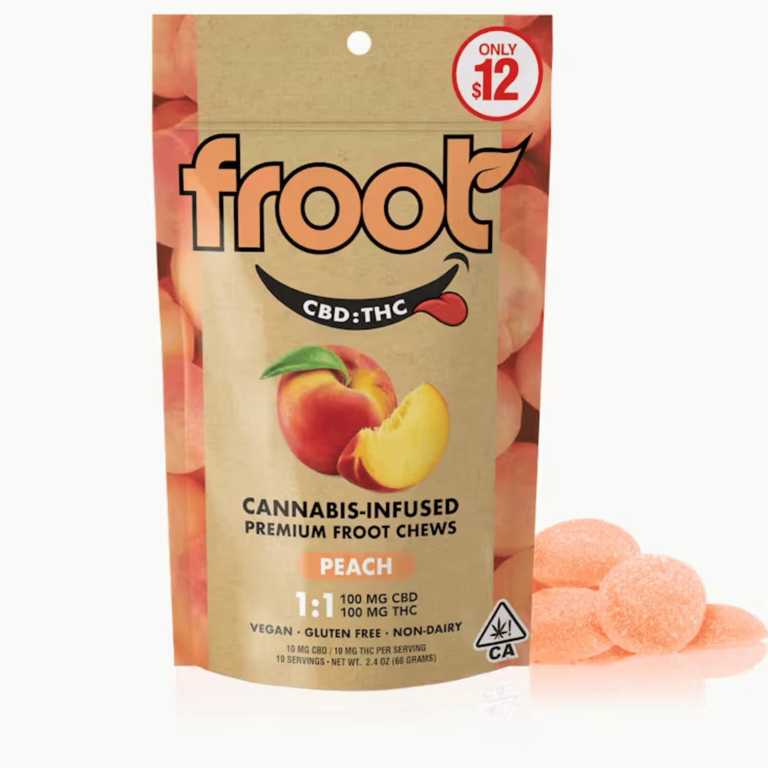 Peach 1:1 CBD Gummies 10pk - Froot -  - $12 - Edible