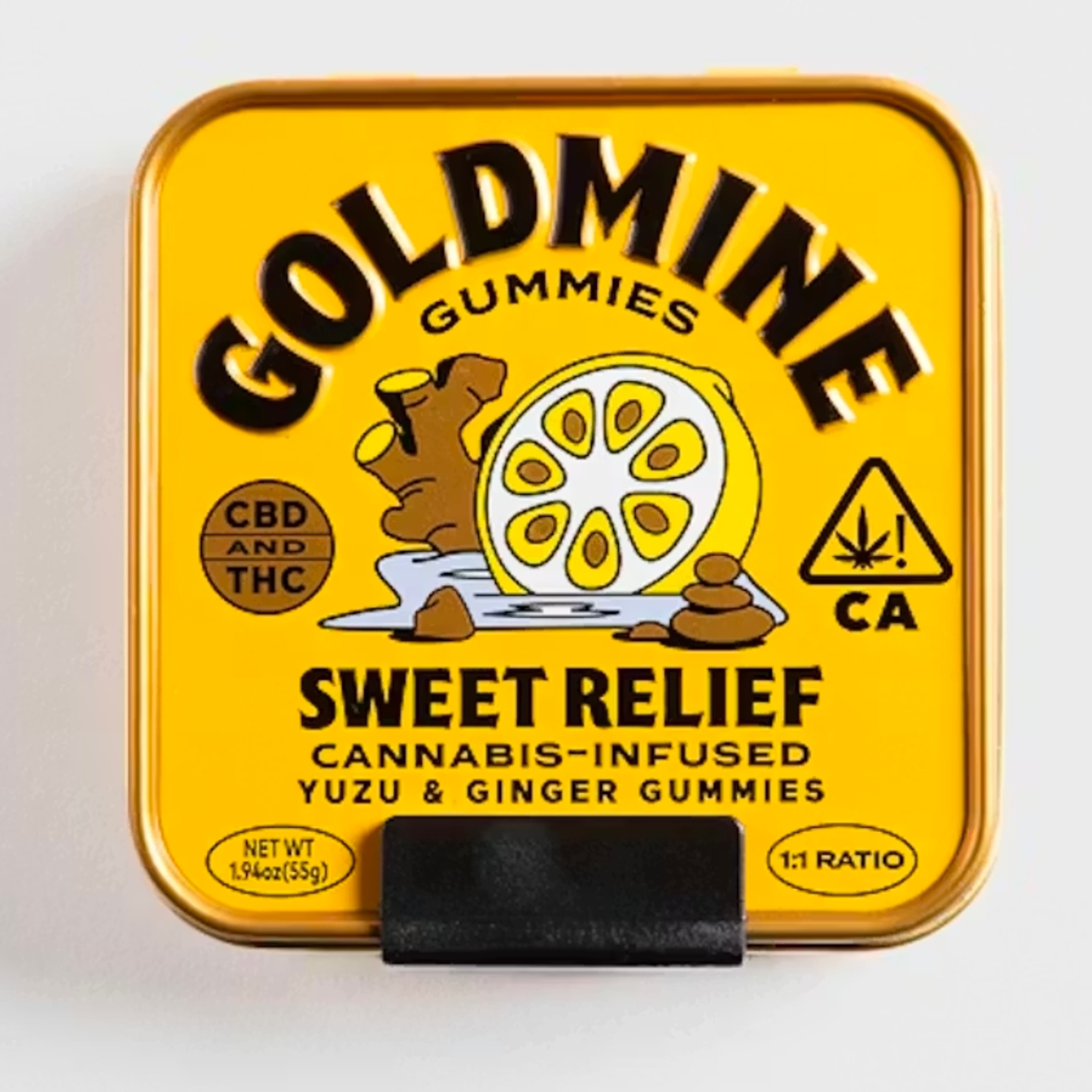 Sweet Relief Yuzu & Ginger CBD Gummy Tin Single Unit (1-1 Ratio, 100 MG THC + 100 MG CBD) - - $19.99 - Edibles
