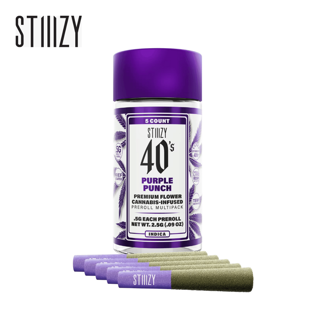 Stiiizy 40's - Purple Punch - 5 Infused Pre-Roll Pack - 2.5g - Stiiizy - Purple Punch - $24.99 - Pre-Roll Packs