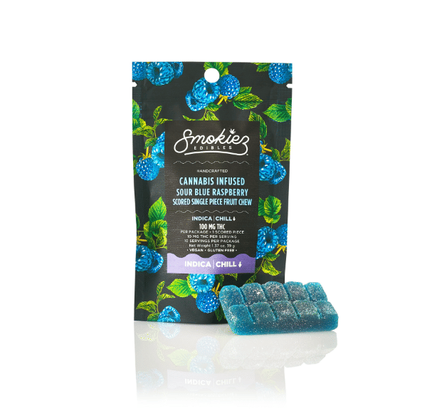Smokiez Scored - Single Piece Fruit Chews | Sour Blue Raspberry 100mg THC: 2mg CDB