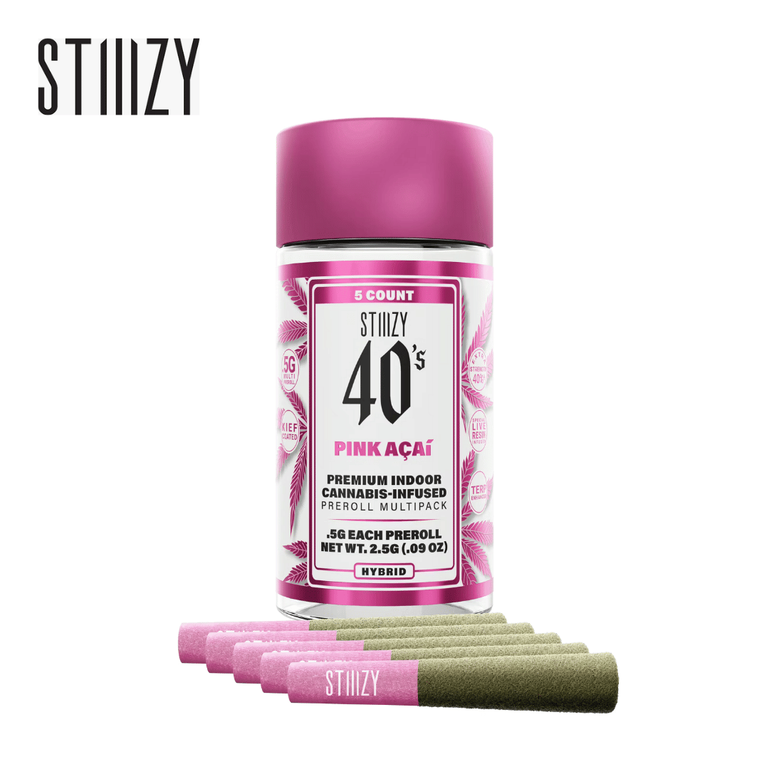 Stiiizy 40's - Pink Acai - 5 Infused Pre-Roll Pack - 2.5g - Stiiizy - Pink Acai - $24.99 - Pre-Roll Packs