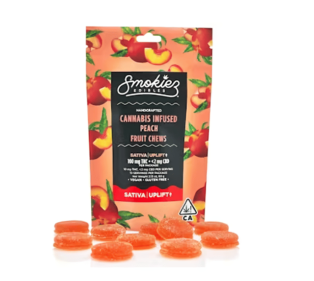 Smokiez Edibles Fruit Chews | Peach 100mg THC: 2mg CDB