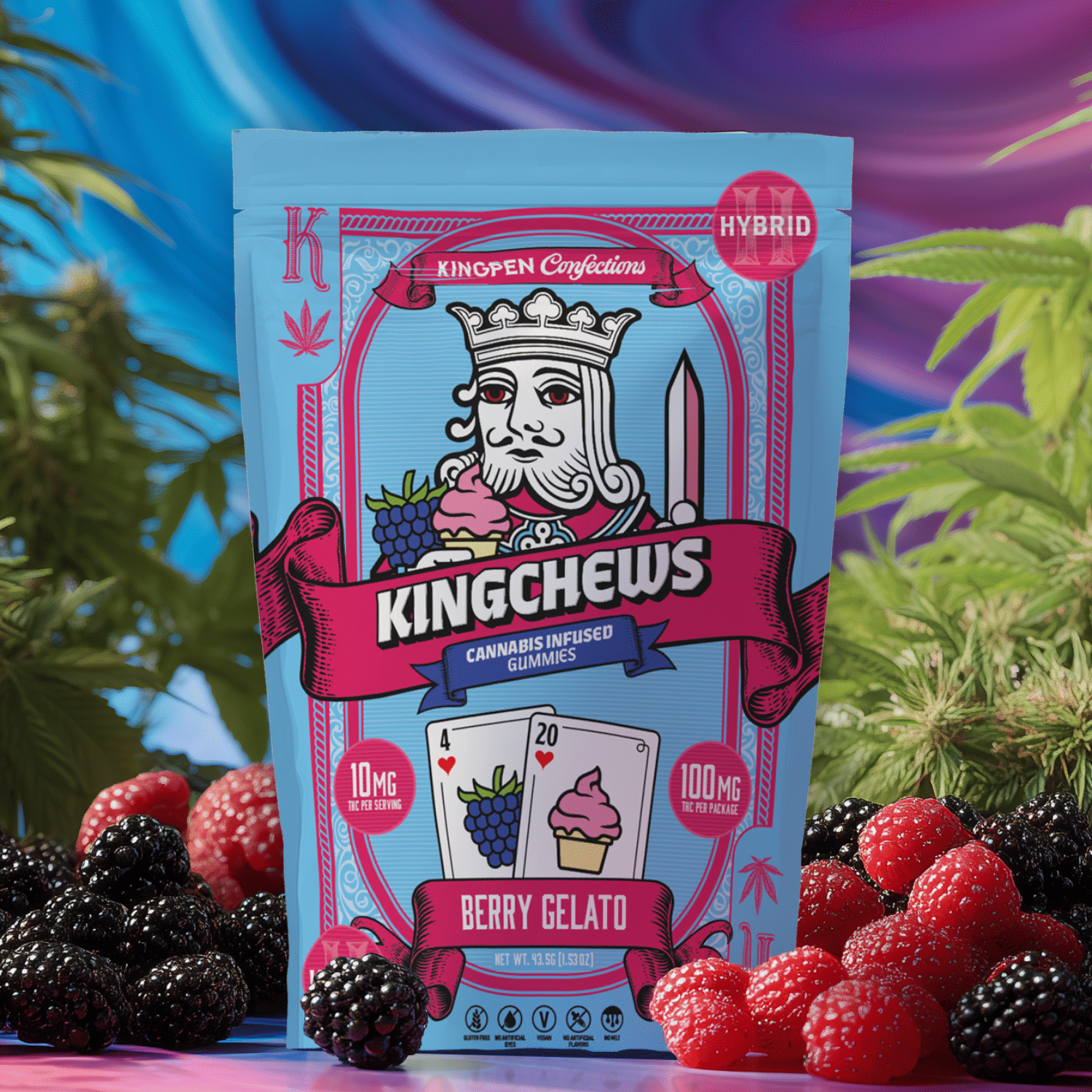 Berry Gelato Gummies 10pk 'KingChew' - Kingpen -  - $13.50 - Edible
