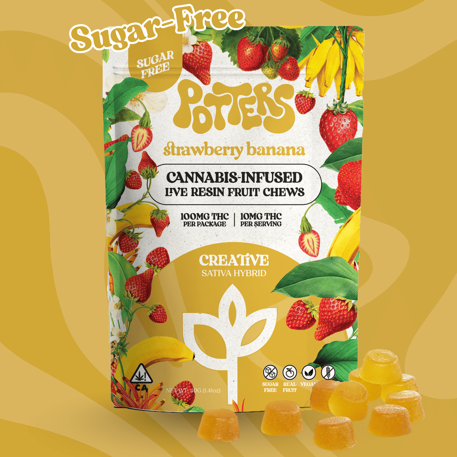 Strawberry Banana Live Resin Fruit Chews 100mg - Potters Cannabis Co. -  - $16.50 - Edible