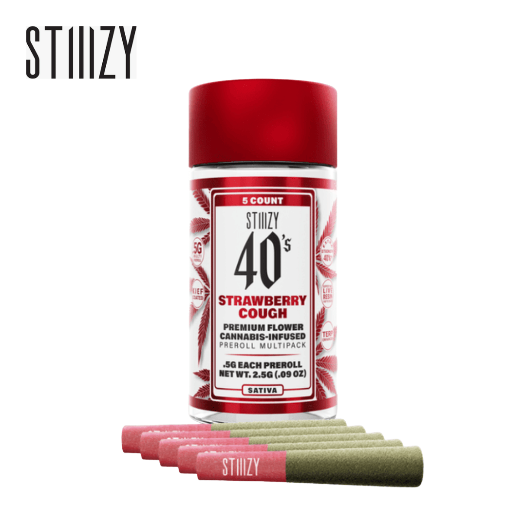 Stiiizy 40's - Strawberry Cough - 5 Infused Pre-Roll Pack - 2.5g - Stiiizy - Strawberry Cough - $24.99 - Pre-Roll Packs