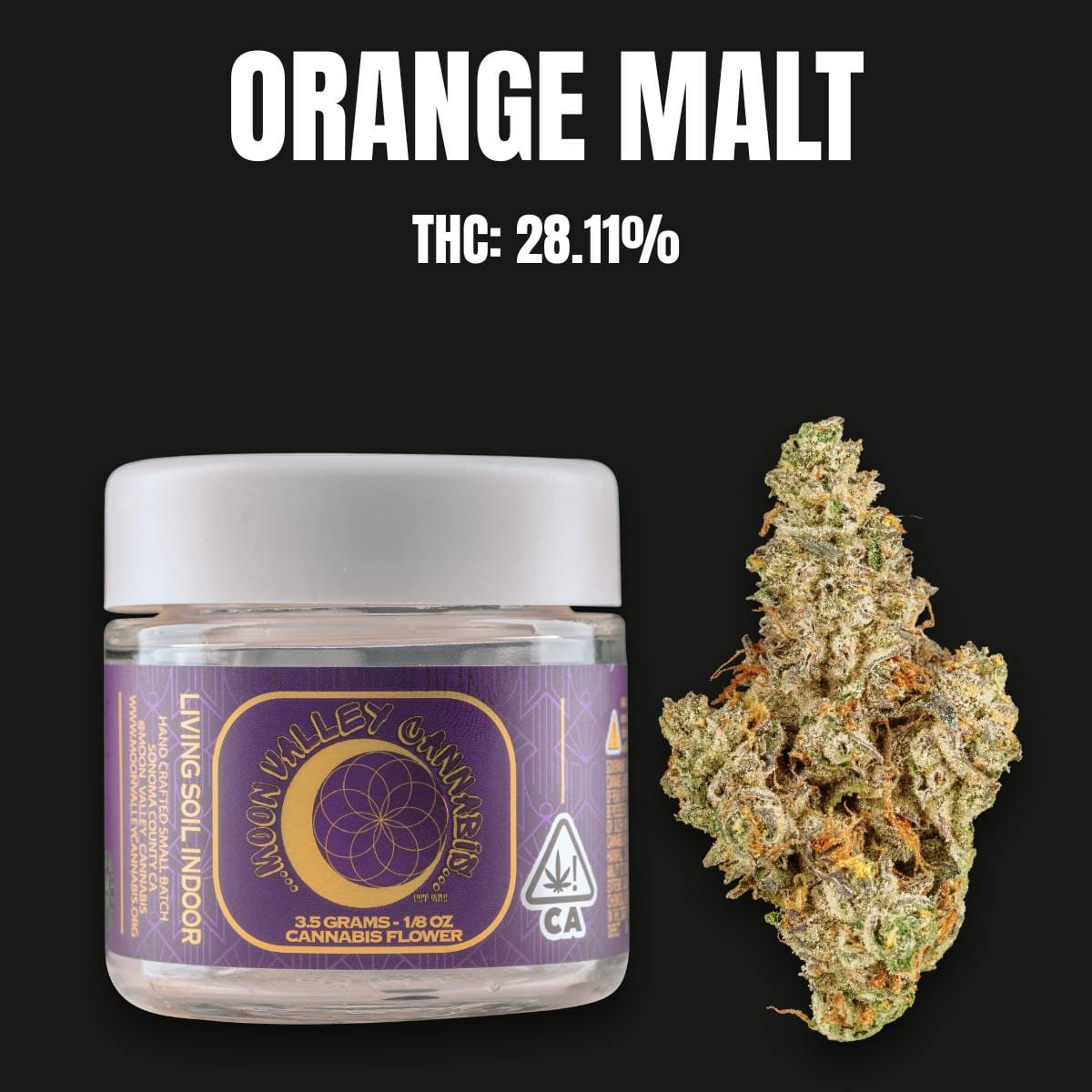 Orange Malt (S) 28.11% - 3.5g - Moon Valley Organics - Eighth - $40 - Flower