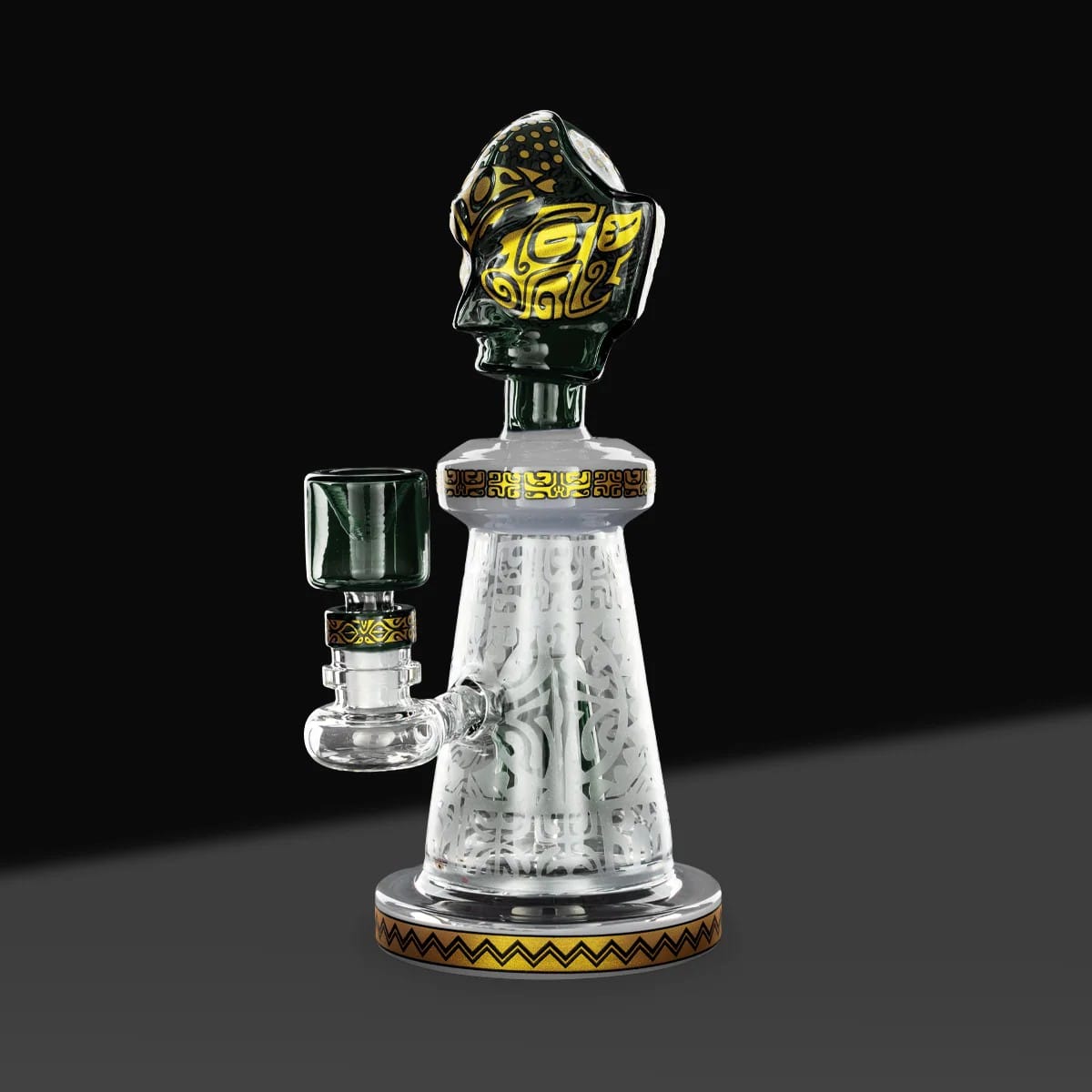 Water Pipe Etched Tribal Beaker 9" - Glass - Biostix -  - $40 - Paraphernalia