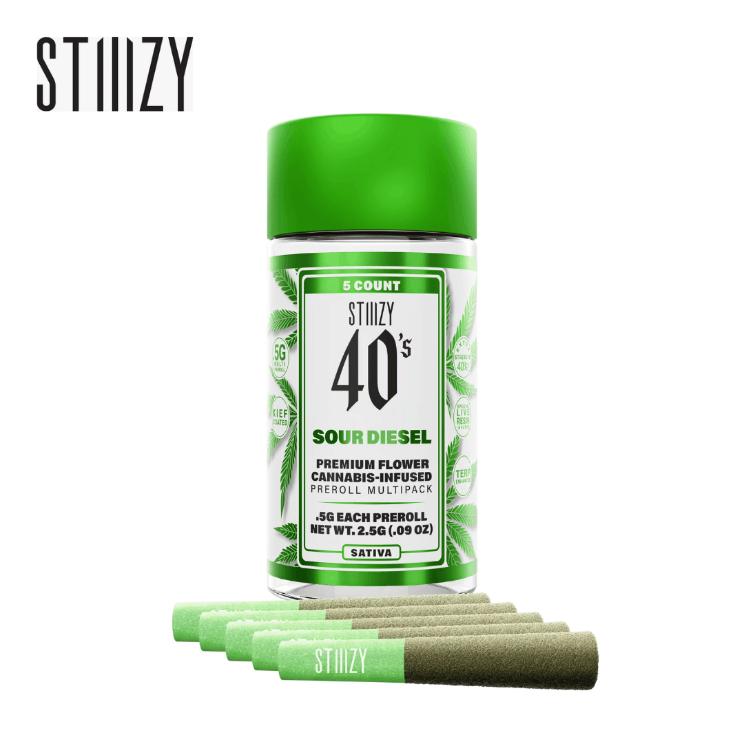 Stiiizy 40's - Sour Diesel - 5 Infused Pre-Roll Pack - 2.5g - Stiiizy - Sour Diesel - $24.99 - Pre-Roll Packs