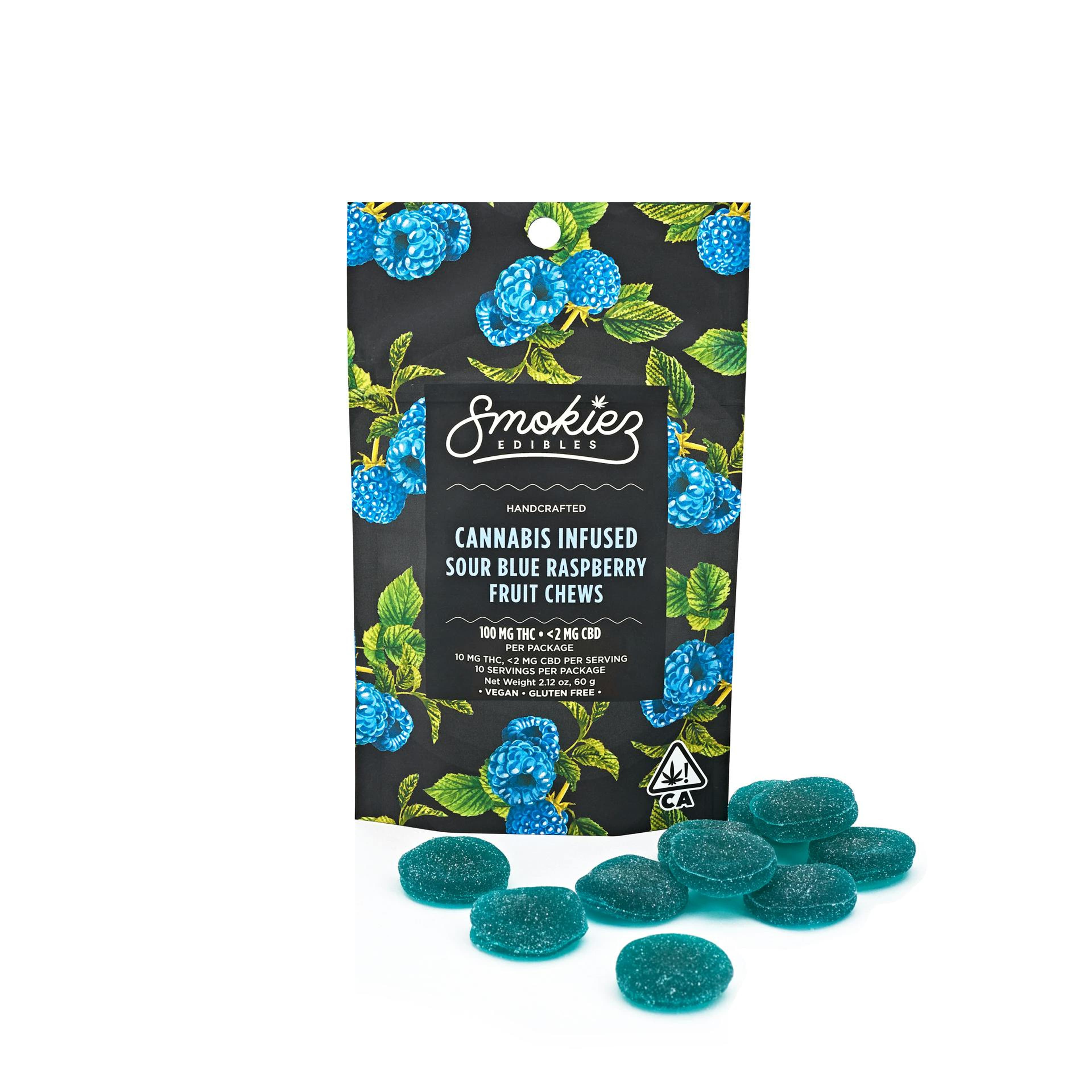 Sour Blue Raspberry Fruit Chews - Smokiez - 10 Piece - $20 - Edibles