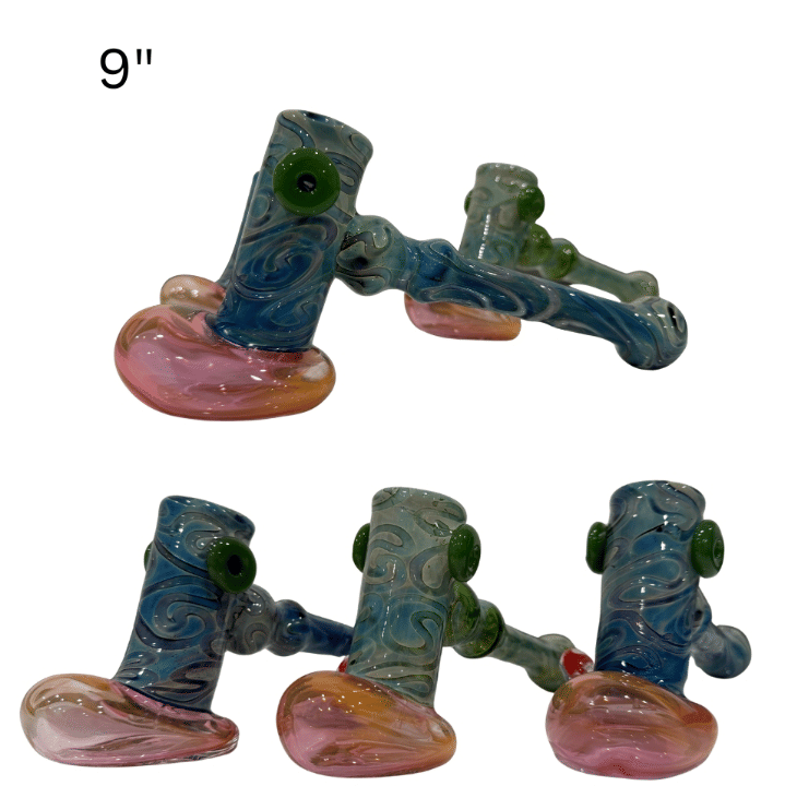 9" Hammer Glass Bubbler - Gold Fumed - The Showcase - 9" Hammer Bubbler - $35 - Accessories