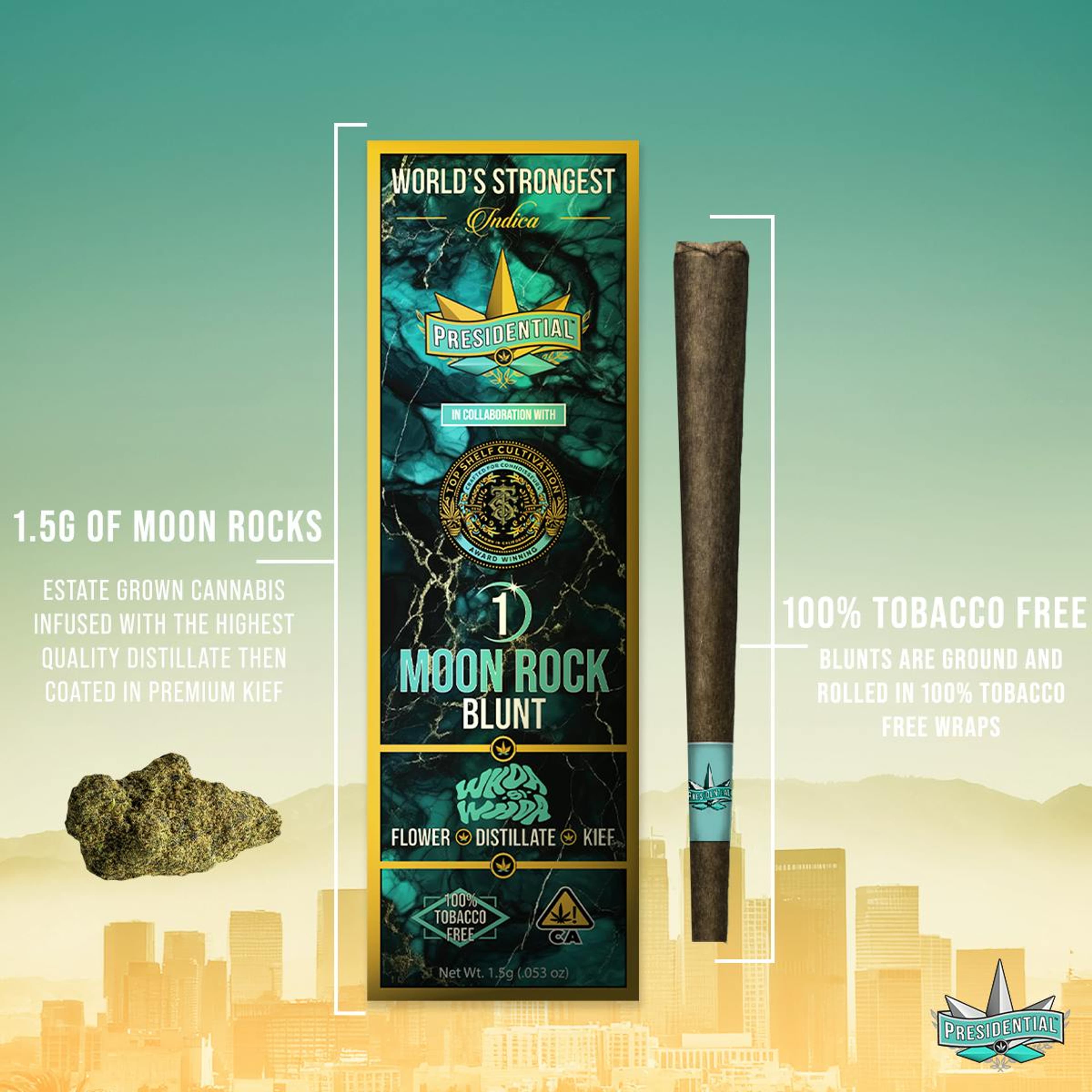 Whoa-Si-Whoa | Presidential x Top Shelf Cultivation Moon Rock Blunt - 1.5g - Presidential - - $25 - Infused Pre-Rolls