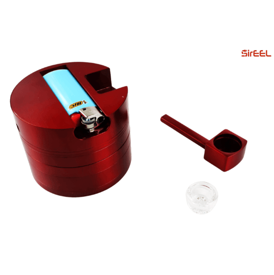 Pro 3-in-1 Grinder with Bic Mini Holder and Integrated Glass Bowl Pipe 5pc - SirEEL -  - $32 - Accessories