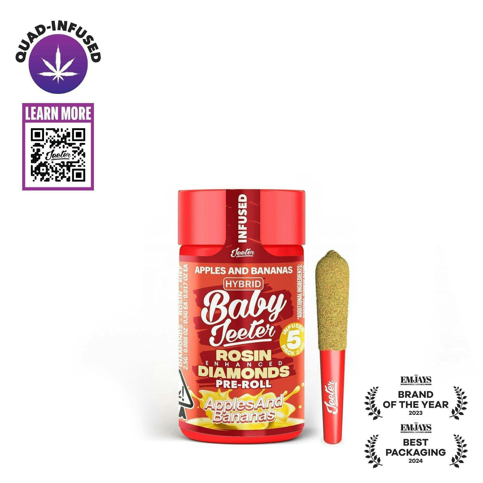 Baby Jeeter - Apples and Bananas - 5 Pre-Roll Pack  - 2.5g - Jeeter - A&B 5PK - $29.99 - Pre-Roll Packs