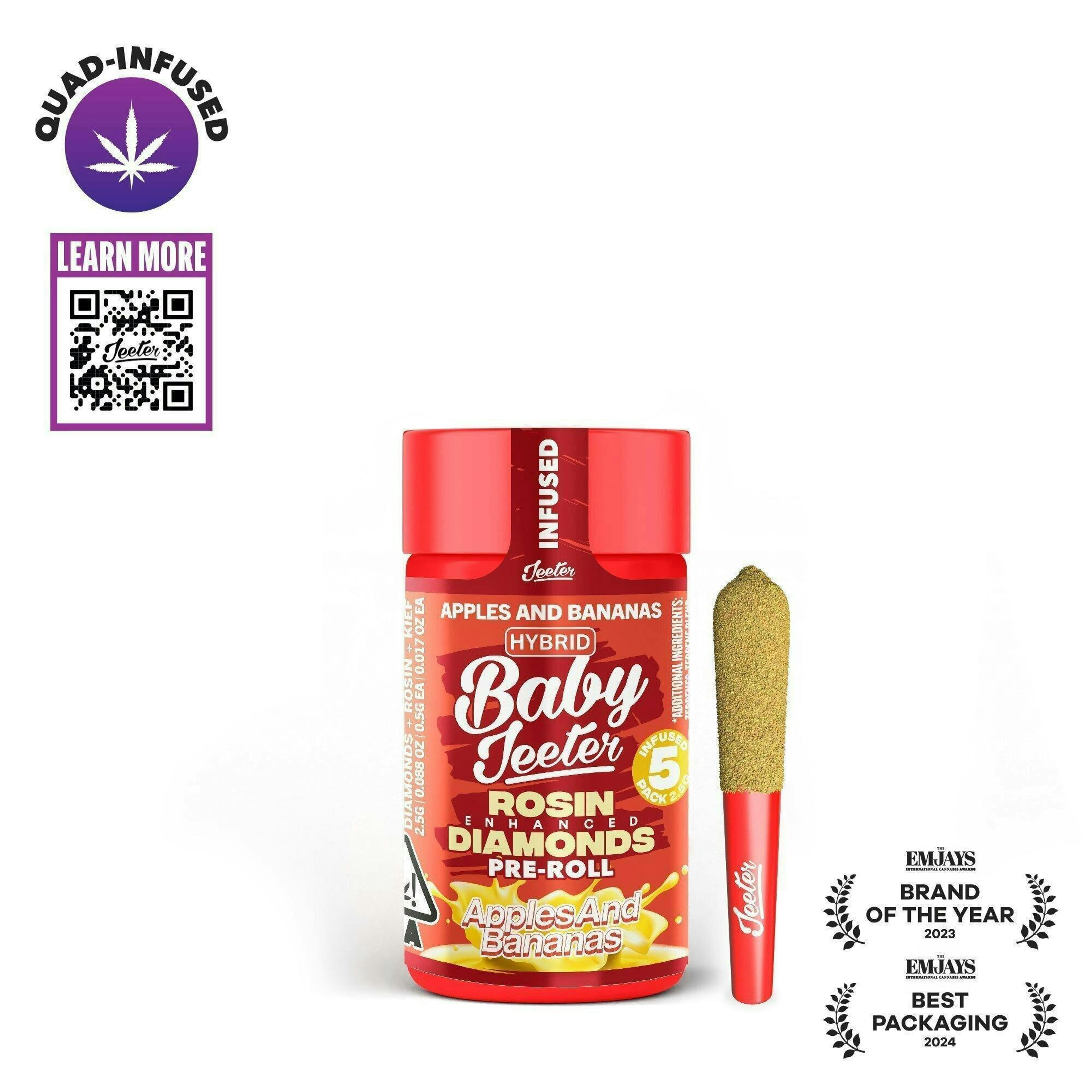 Baby Jeeter - Apples and Bananas - 5 Pre-Roll Pack - 2.5g - Jeeter - A&B 5PK - $29.99 - Pre-Roll Packs