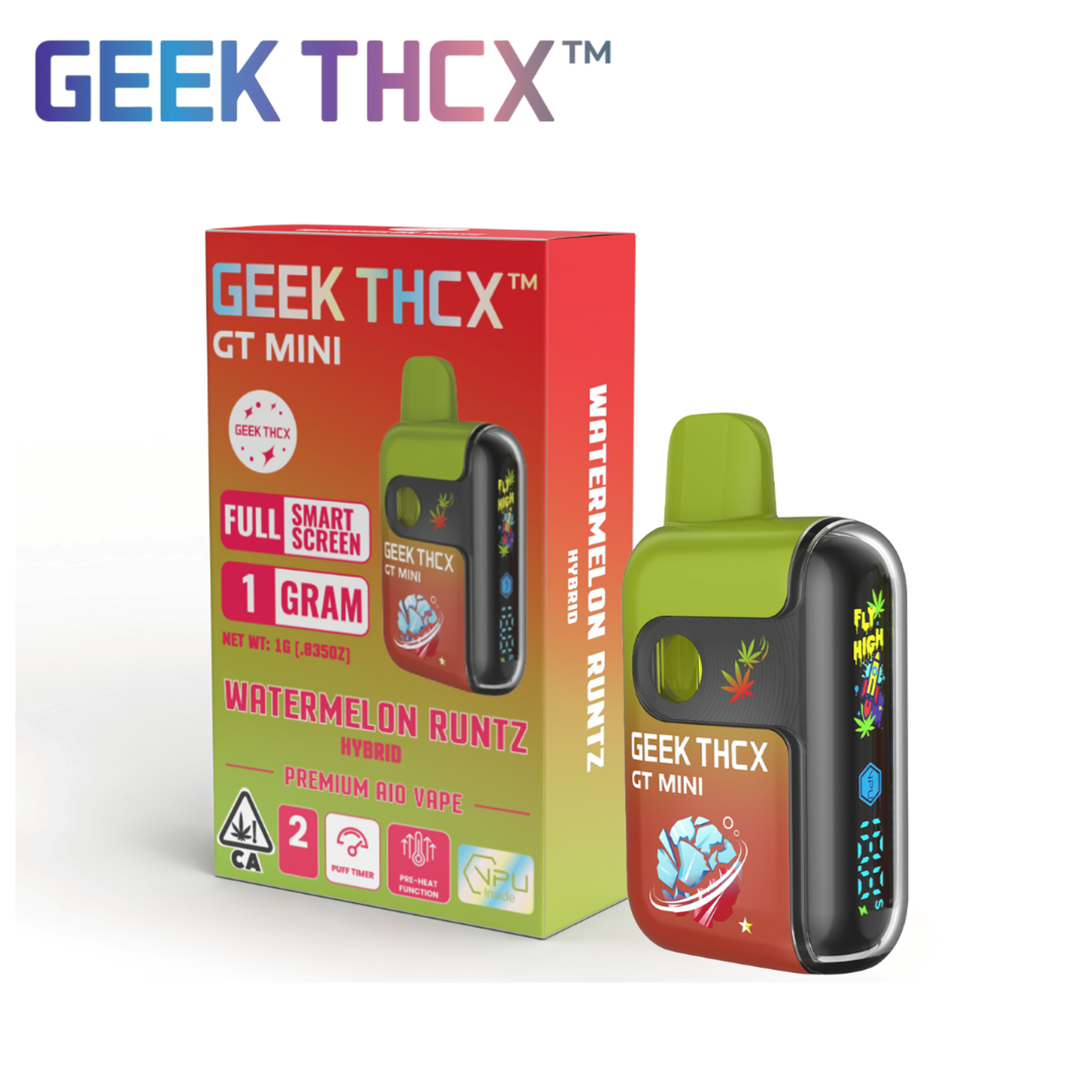 Geek THCX - Watermelon Runtz - GT Mini Disposable - 1g - Geek THCX - WM Runtz - $24.99 - Disposable Vapes