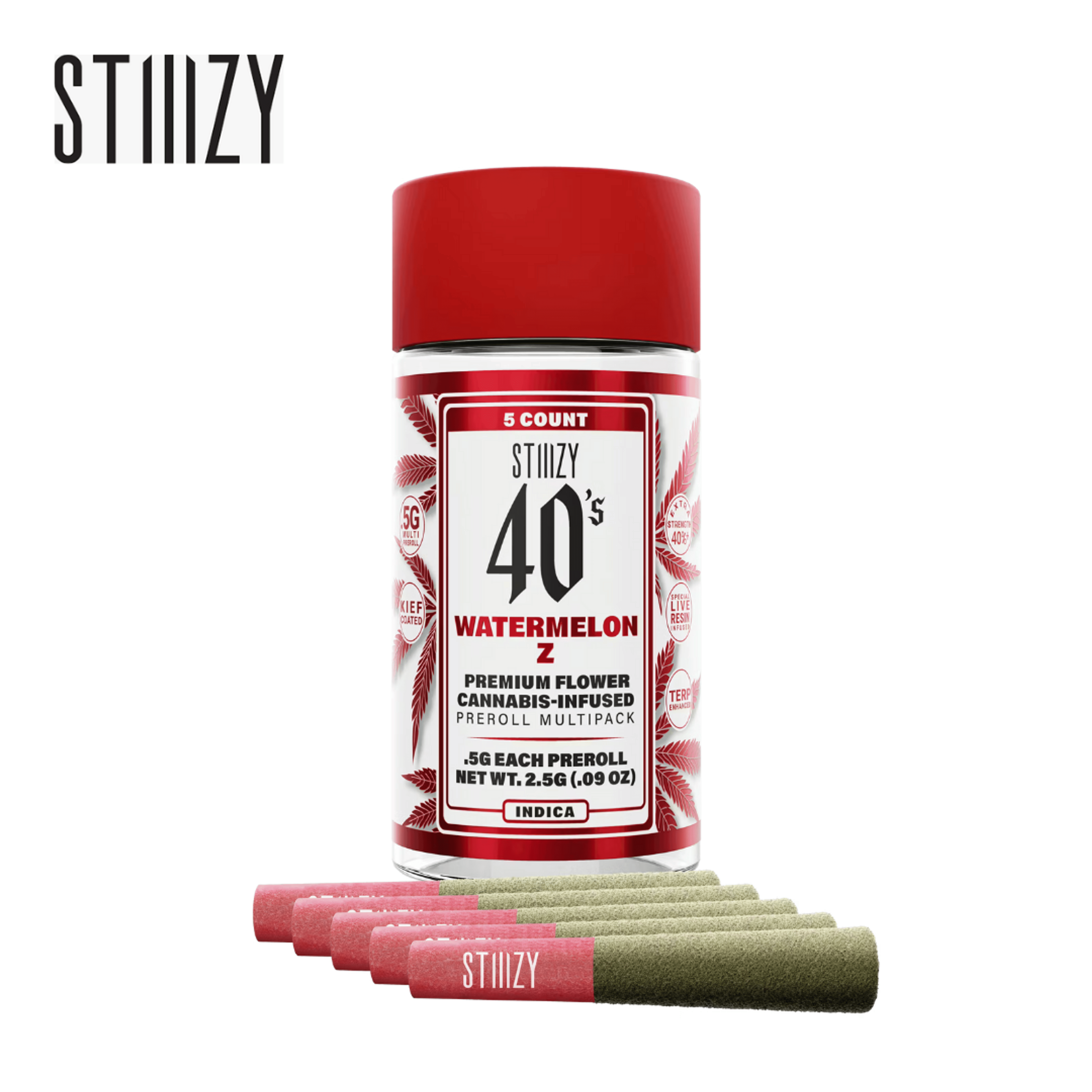 Stiiizy 40's - Watermelon Z - 5 Infused Pre-Roll Pack - 2.5g - Stiiizy - Watermelon Z - $24.99 - Pre-Roll Packs