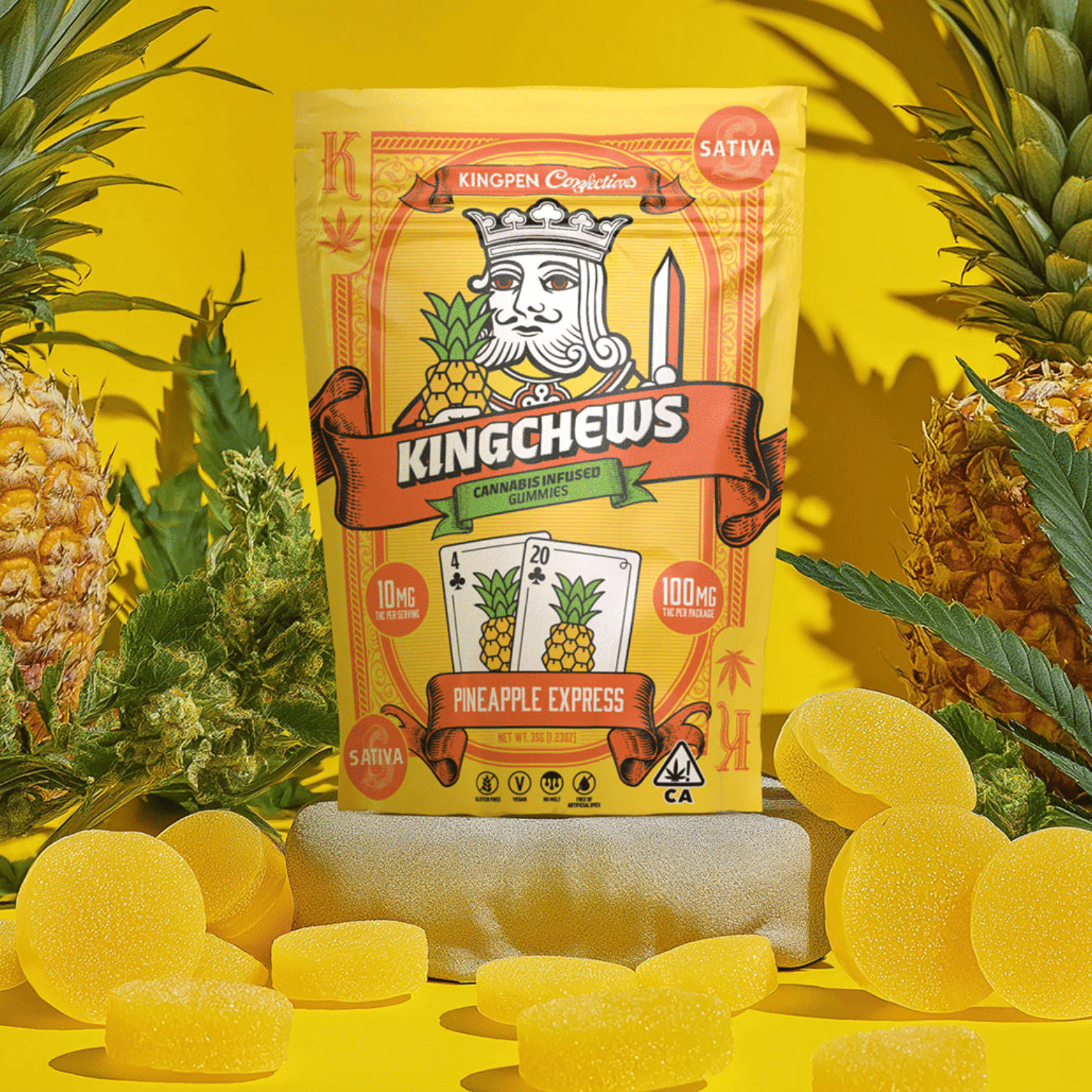 Pineapple Express Gummies 10pk 'KingChew' - Kingpen - - $13.50 - Edible
