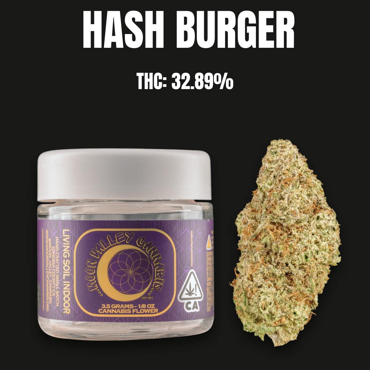 Hash Burger (I) 32.89% - 3.5g - Moon Valley Organics - Eighth - $40 - Flower