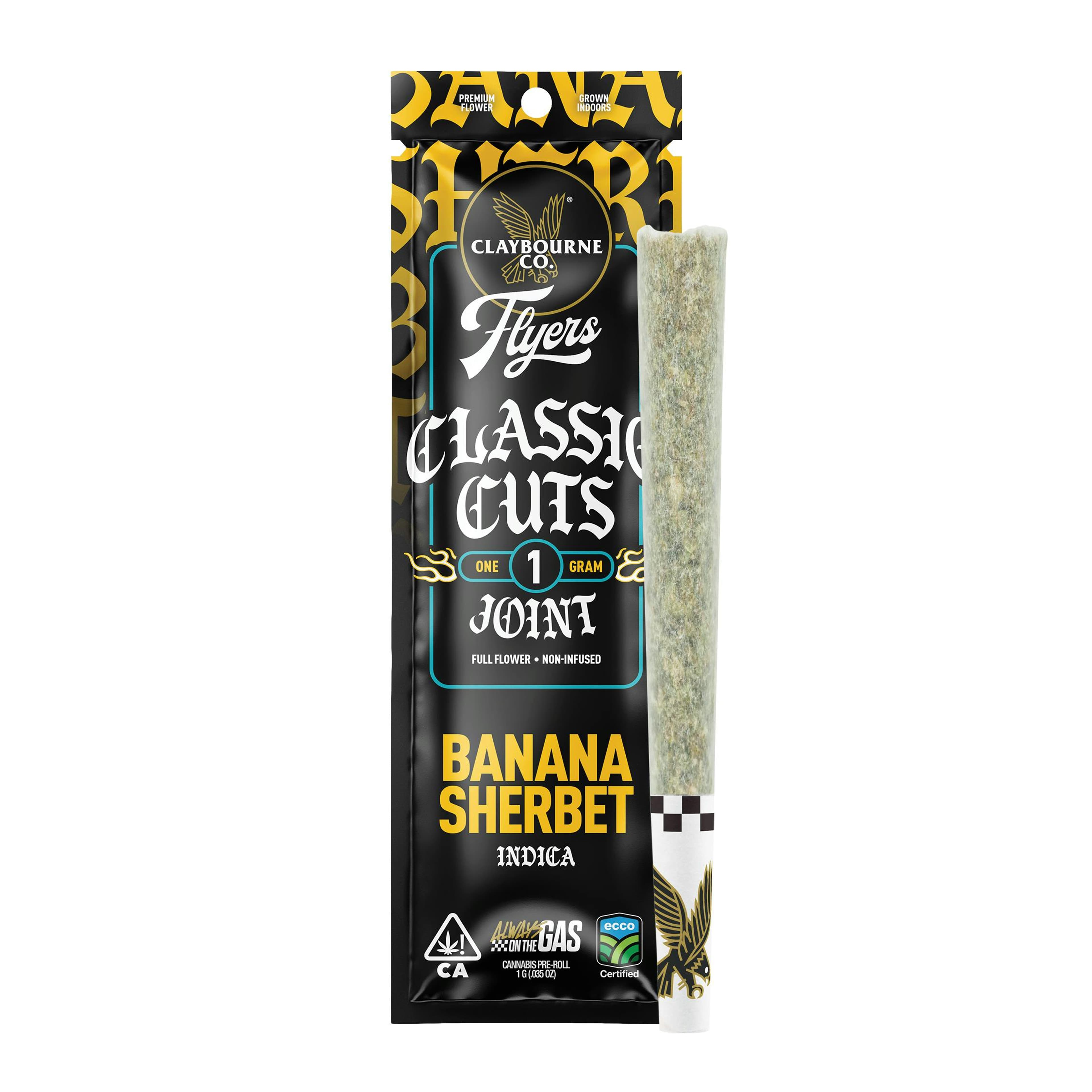Claybourne: Banana Sherbet Pre-Roll | Classic Cuts | Full Flower - 1g - Claybourne Co. - - $14 - Pre-Rolls