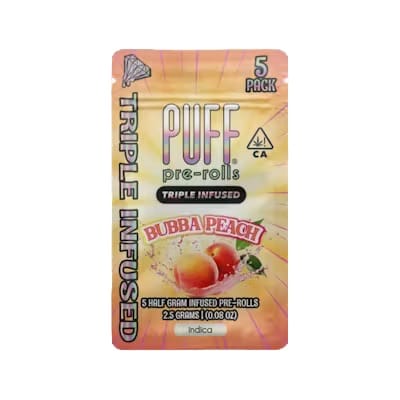 Bubba Peach | Diamond Infused Pre-Rolls (5-Pack) [2.5g] - PUFF -  - $25 - Pre-Rolls