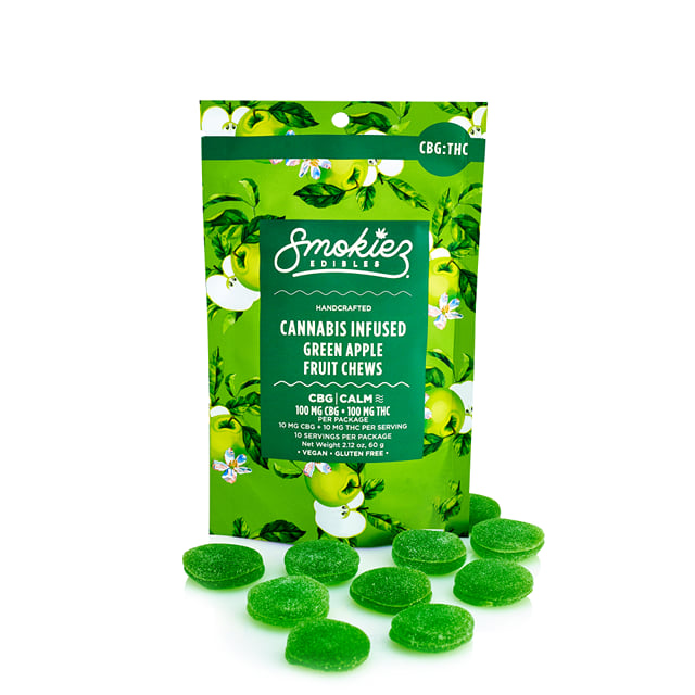 Green Apple - 1:1 CBG 10pk Fruit Chews | 100mg