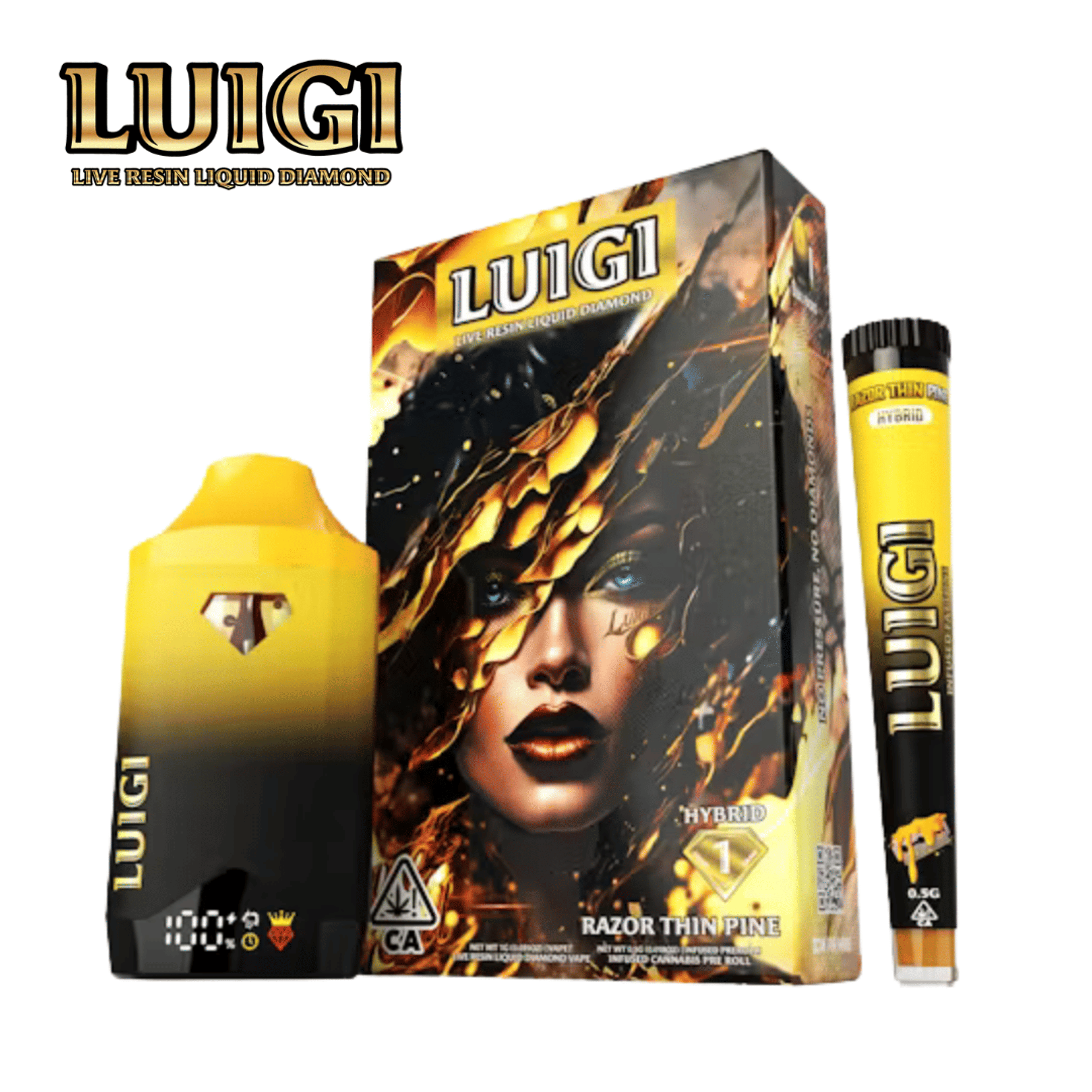 Luigi - Razor Thin Pine Live Resin Liquid Diamond AIO - 1G + 0.5g Infused Pre-roll (Dual Pack) - Luigi - Razor Thin Pine - $24.99 - Disposable Vapes