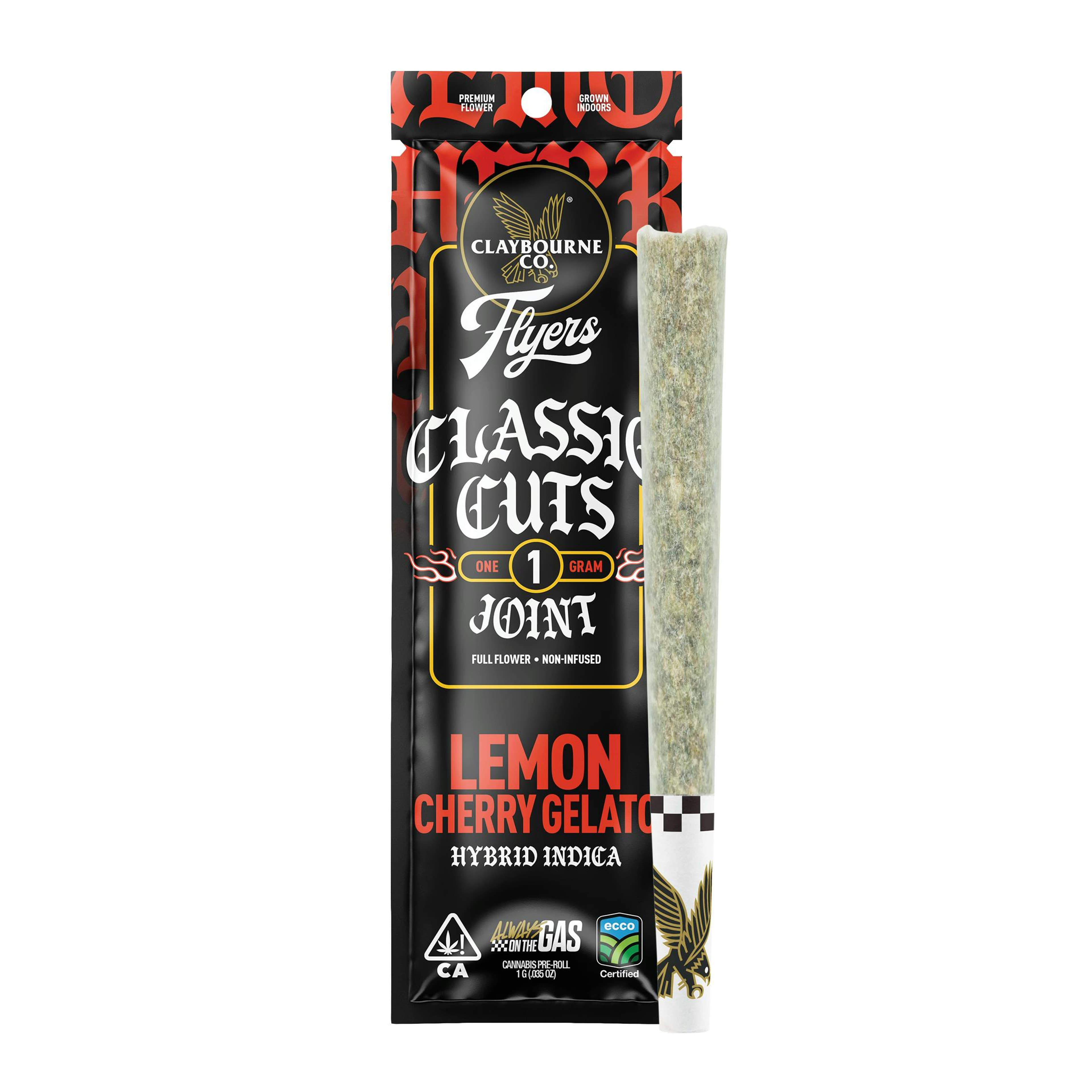 Claybourne: Lemon Cherry Gelato Pre-Roll | Classic Cuts | Full Flower - 1g - Claybourne Co. - - $14 - Pre-Rolls