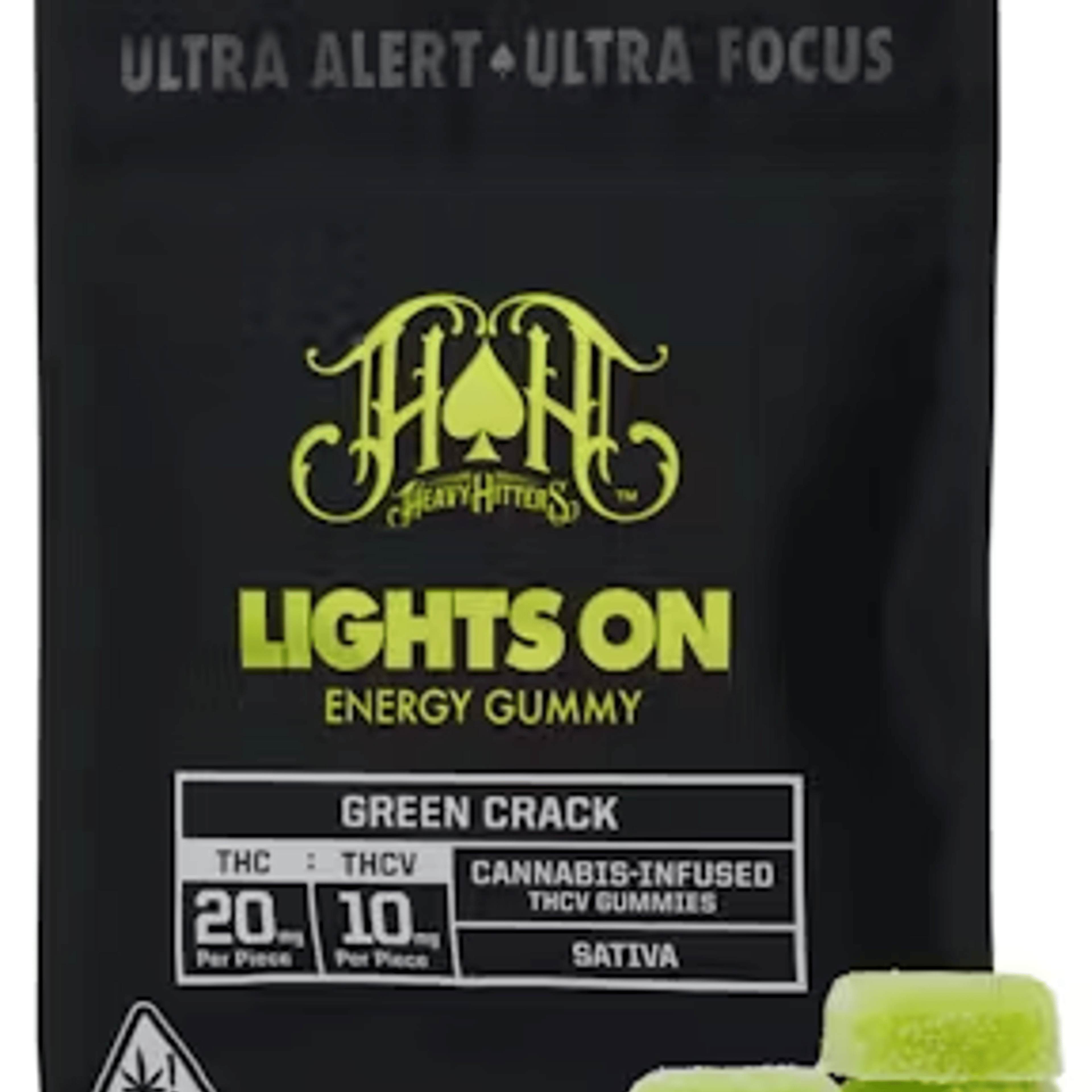 Heavy Hitters Gummie 5pk - Heavy Hitters - Lights On THC: THCv - $26 - Edibles