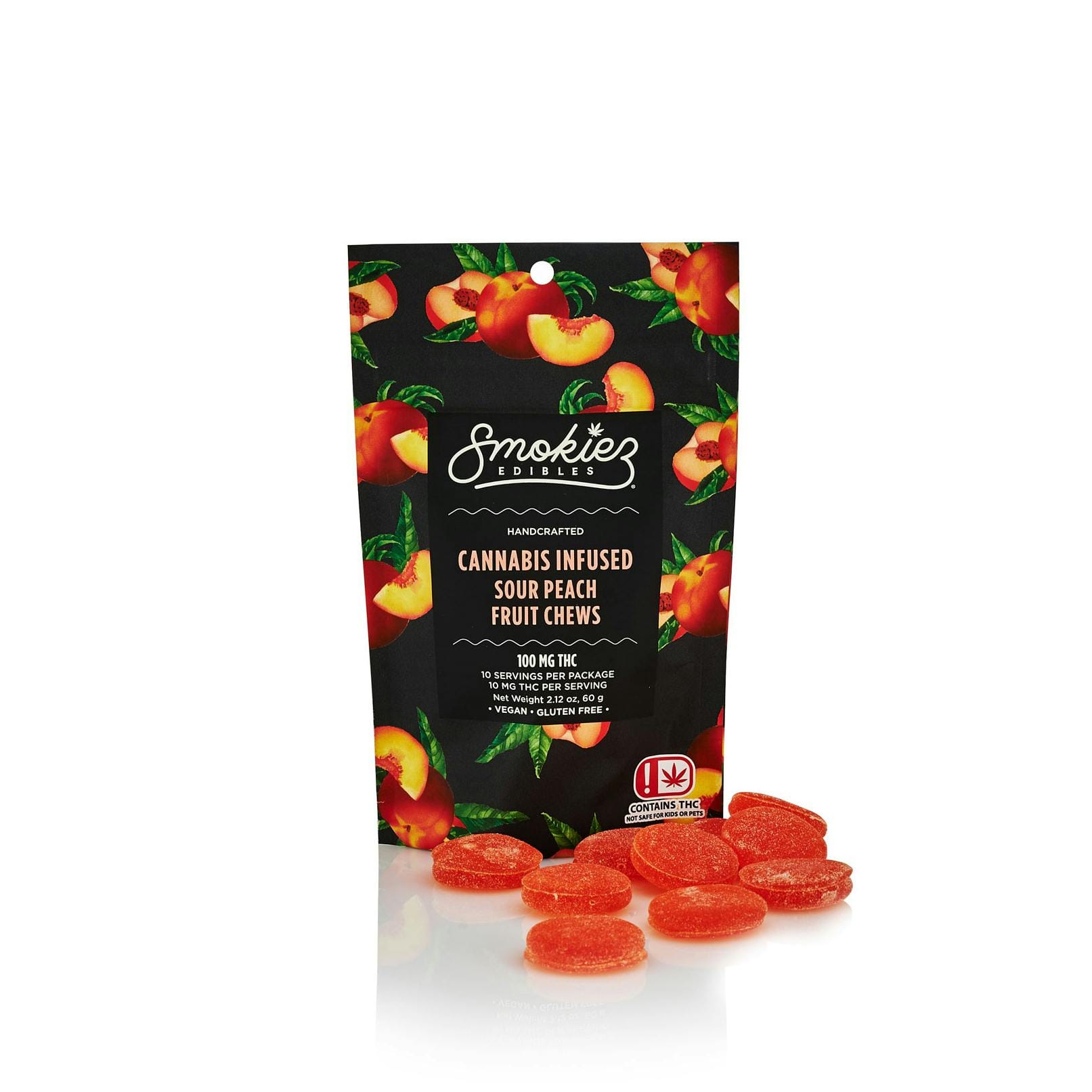 Sour Peach Fruit Chews - 100 mg THC - OK - Smokiez Edibles -  - $18 - Edibles