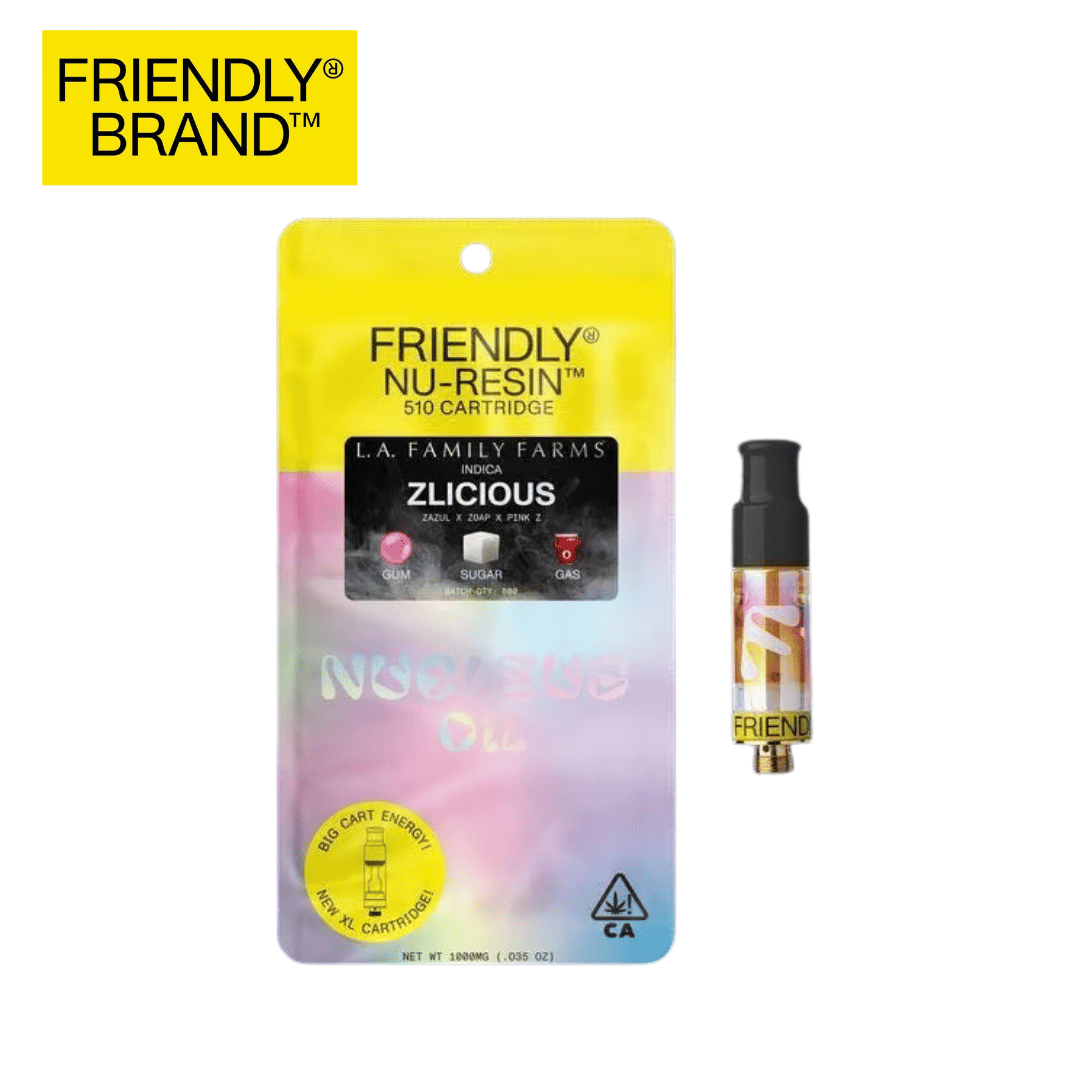 Friendly Brand x L.A.F.F. – Zlicious – Cured Nucleus Resin Cart – 1g - Friendly Brand - Zlicious - $35.99 - Vapes