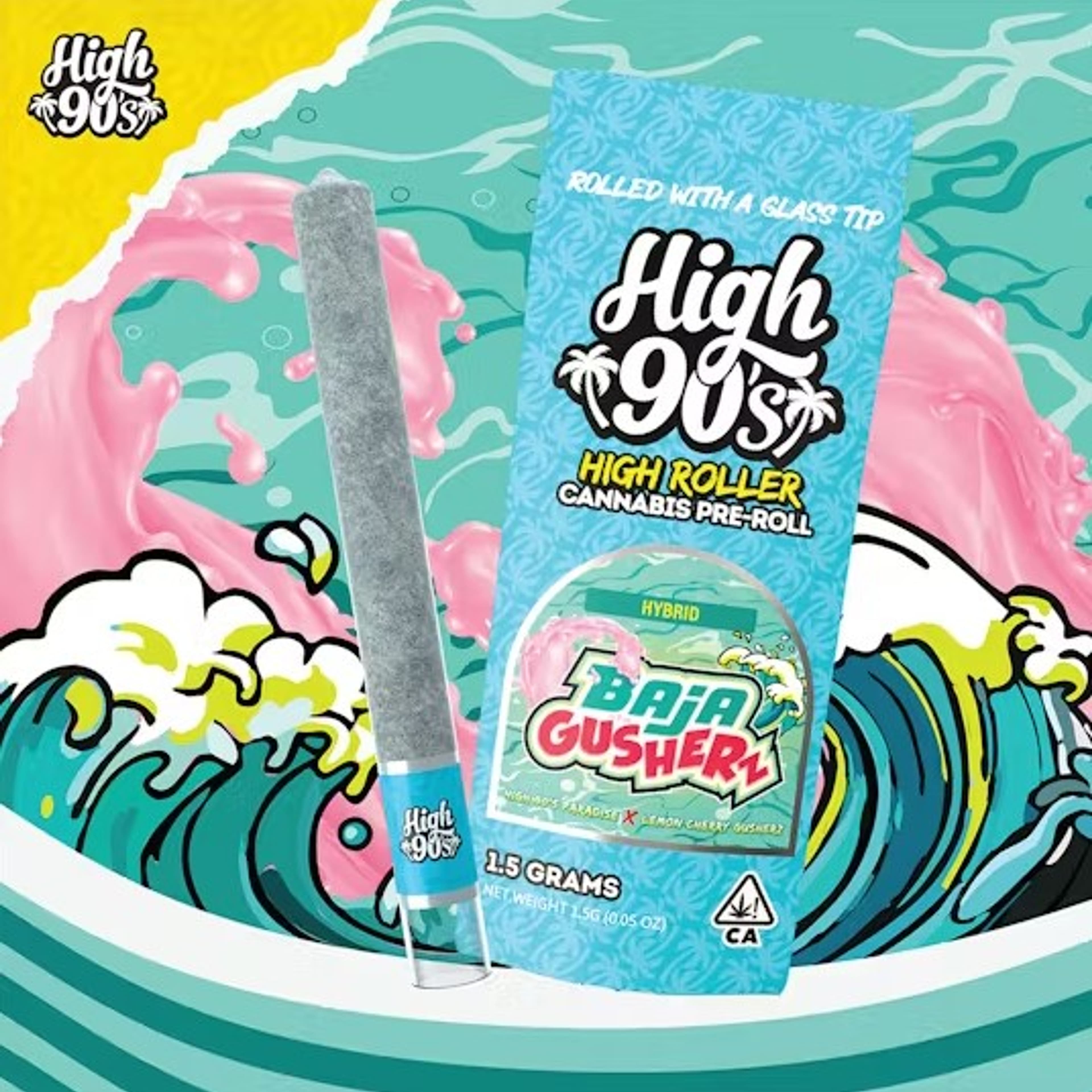 HIgh 90's - Baja Gusherz - High Roller Pre-Roll (Glass Tip) - 1.5g - High 90's - 1.5g PR - $14.99 - Pre-Rolls