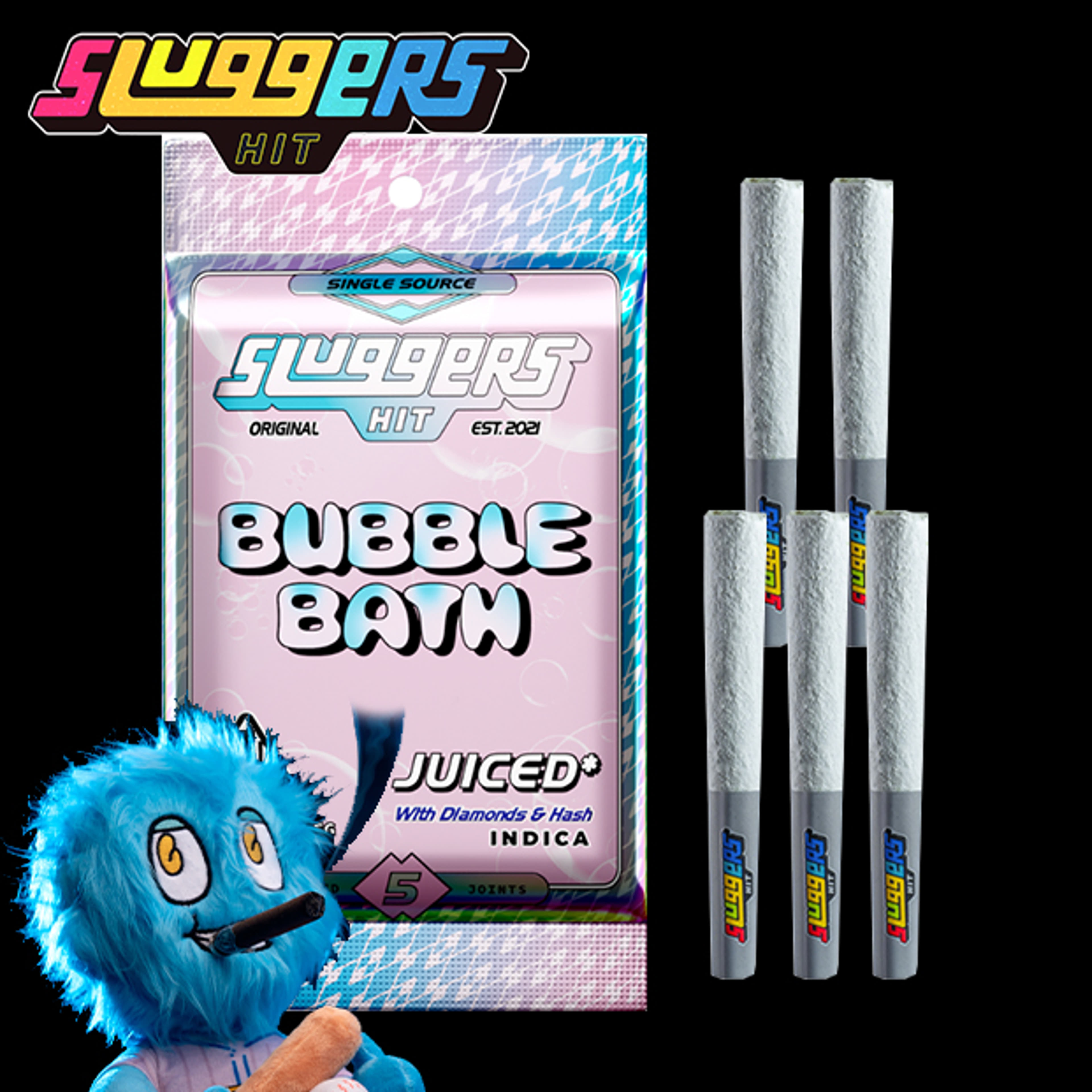 Sluggers - Bubble Bath - Infused (Diamonds + Hash + Kief) Pre-Rolls - 5 Pack - 3.5g - Sluggers - Bubble Bath Diamond - $35.99 - Pre-Roll Packs