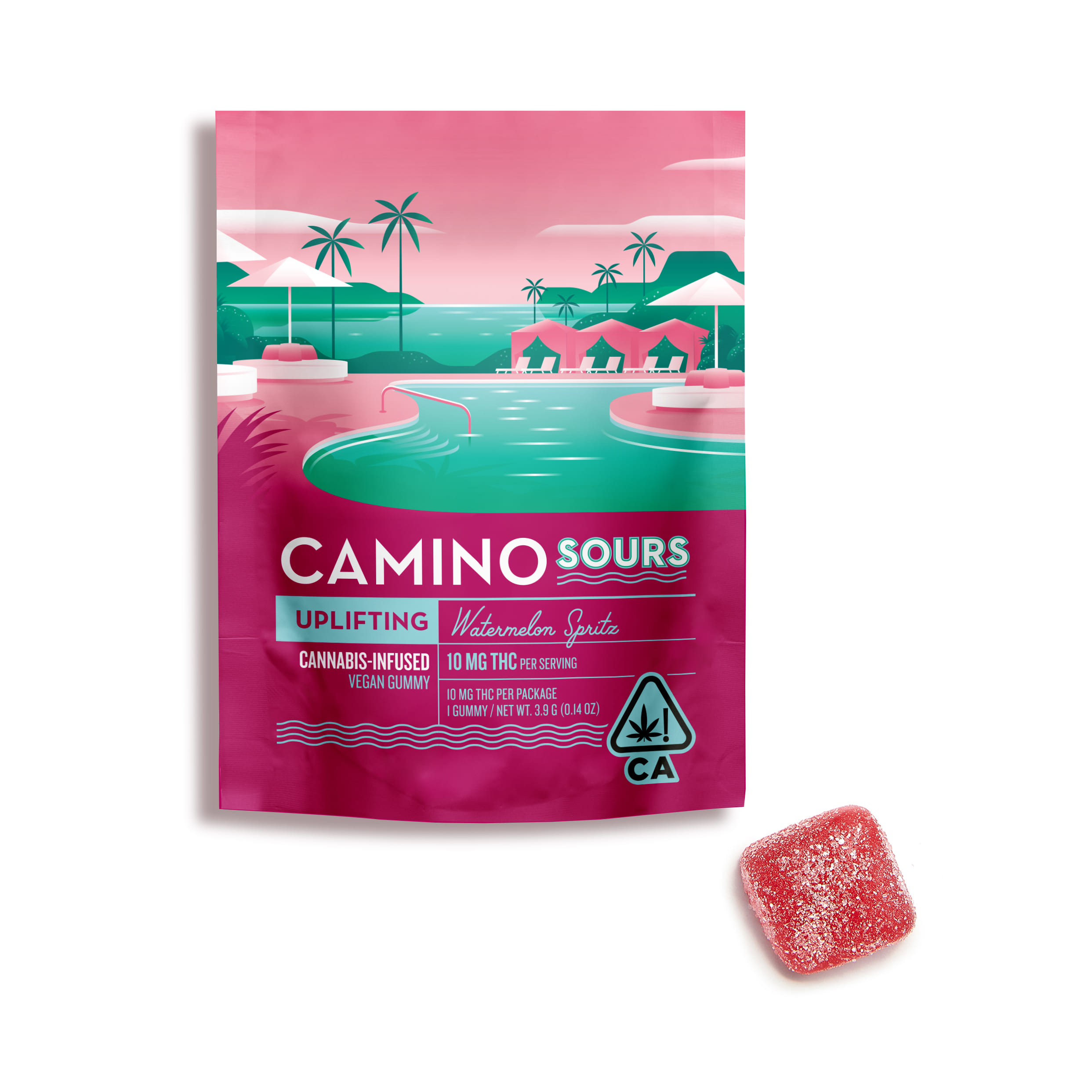 Single Sours Watermelon Spritz Gummy 10mg Camino - Kiva -  - $3.75 - Edible