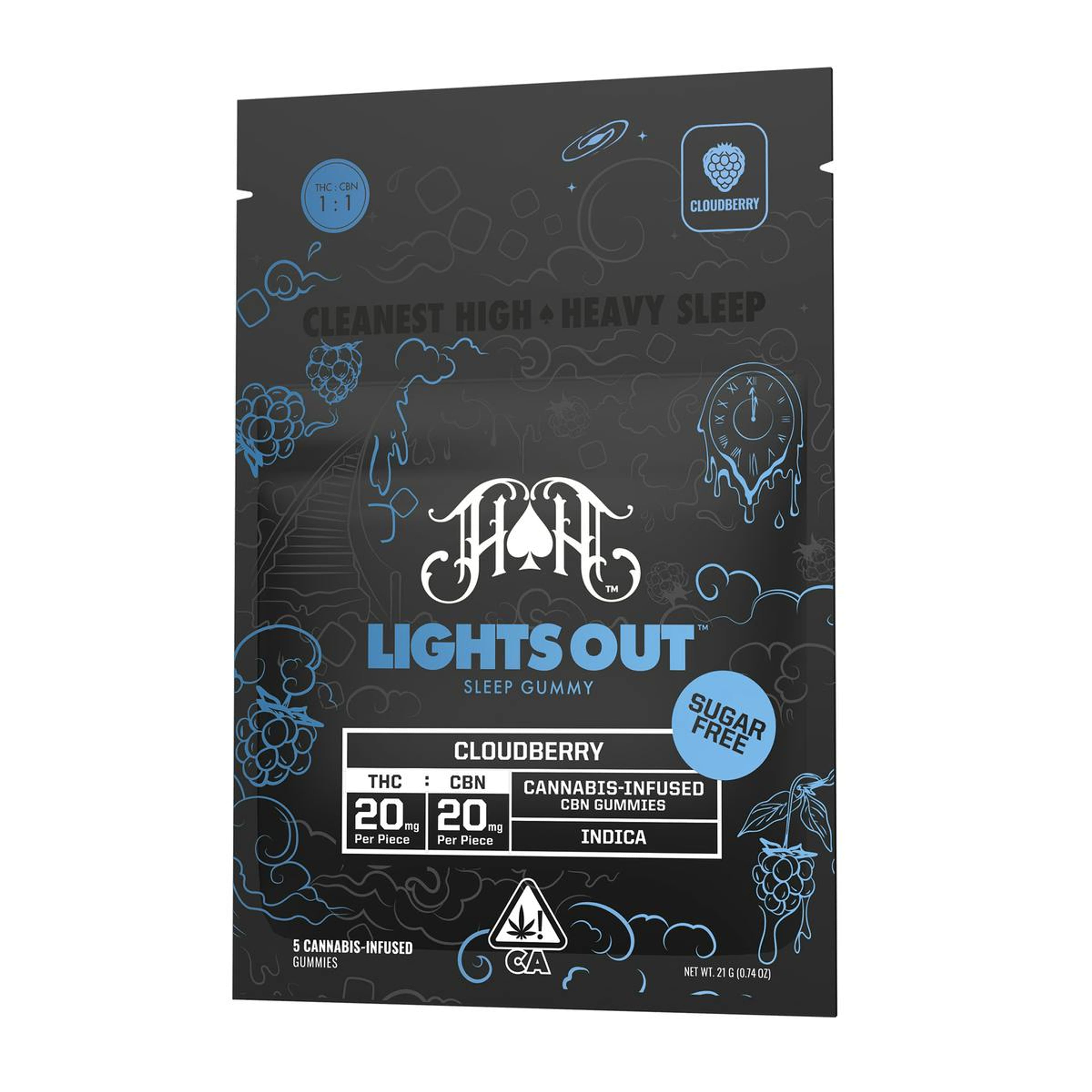 Lights Out | Cloudberry THC:CBN Sugar Free RCS Gummies - 100mg - Heavy Hitters - - $19 - Edibles
