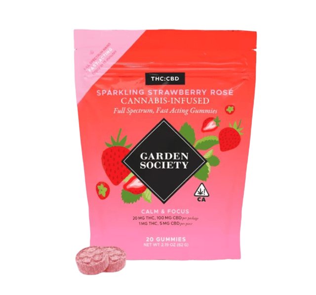 SPARKLING STRAWBERRY ROSE CBD GUMMIES | CALM & FOCUS | GARDEN SOCIETY