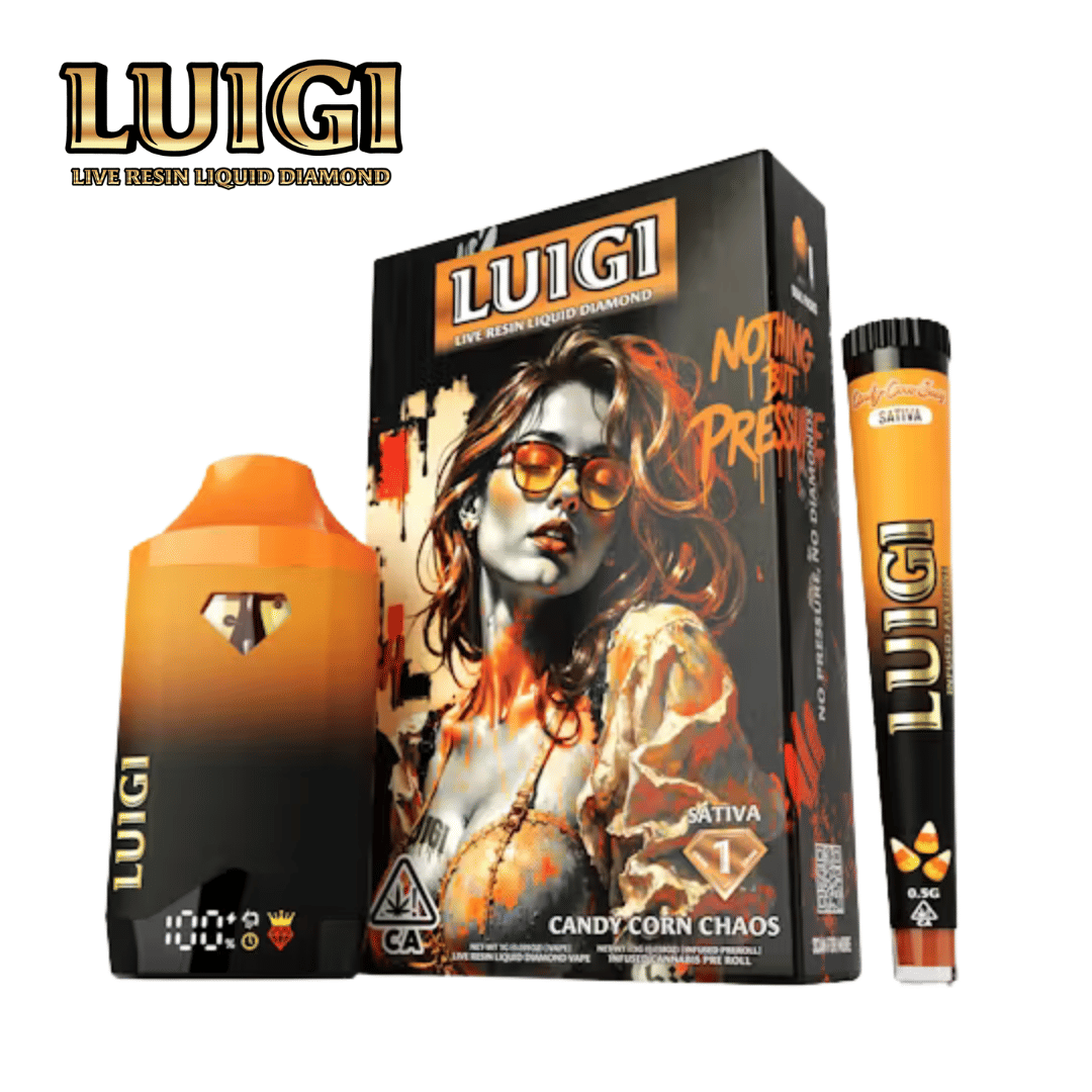 Luigi - Candy Corn Chaos - Live Resin Liquid Diamond AIO - 1G + 0.5g Infused Pre-roll (Dual Pack) - Luigi - Candy Corn Chaos - $24.99 - Disposable Vapes