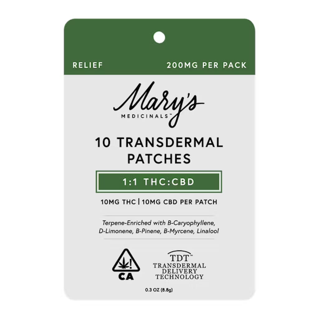 10 Pack 1:1 Relief Transdermal Patches - Mary's Medicinals - 10 Pack Patches - $55 - Topicals
