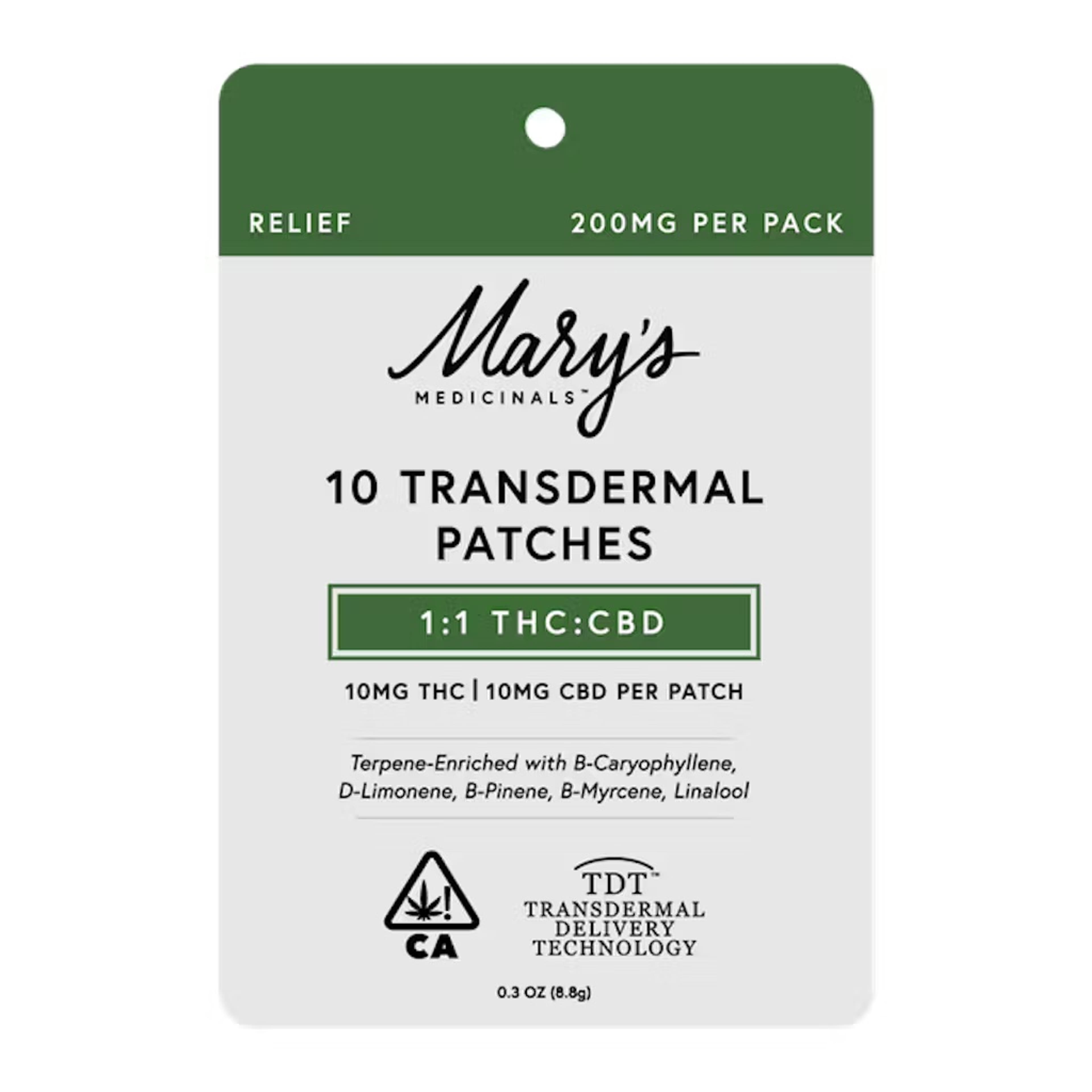 10 Pack 1:1 Relief Transdermal Patches - Mary's Medicinals - 10 Pack Patches - $55 - Topicals