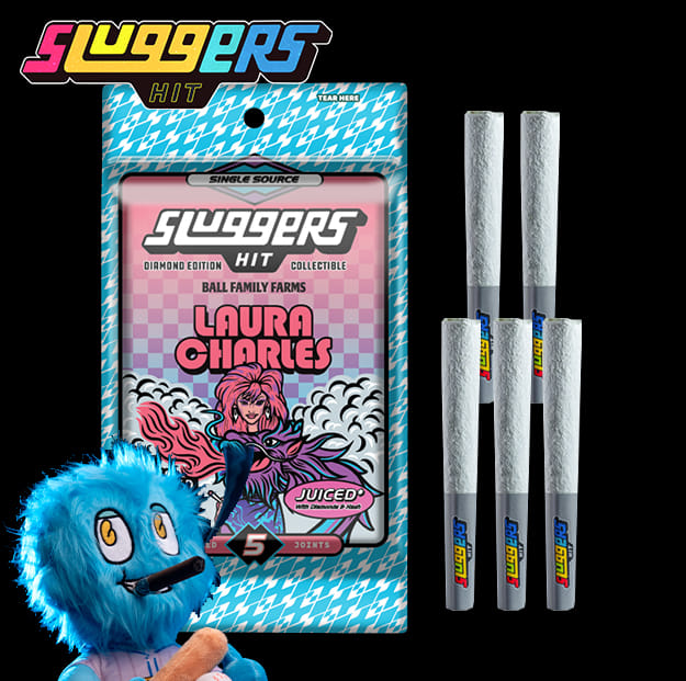 Sluggers x Ball Family Farms – Laura Charles –  (Diamonds + Hash + Kief) Pre-Rolls - 5 Pack - 3.5g - Sluggers - Laura Diamond PR - $35.99 - Pre-Roll Packs