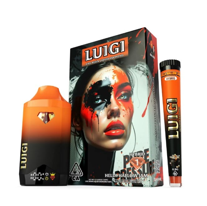 Luigi - Hella Hallow Jam - Live Resin Liquid Diamond AIO - 1G + 0.5g Infused Pre-roll (Dual Pack) - Luigi - AIO + .5g PR - $19.99 - Disposable Vape Pens (All In One)
